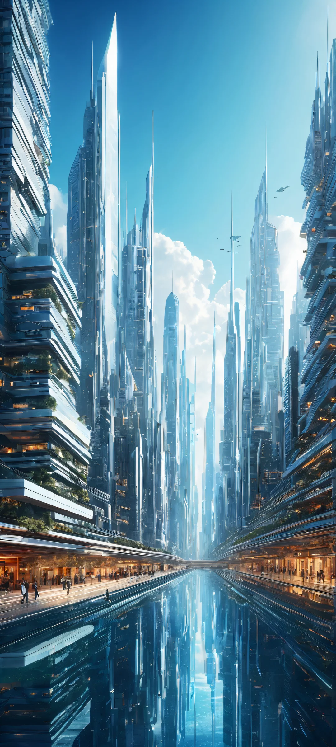 Ethereal cityscape artwork for iPhone/Android with stunning details and depth, perfect for home screens.