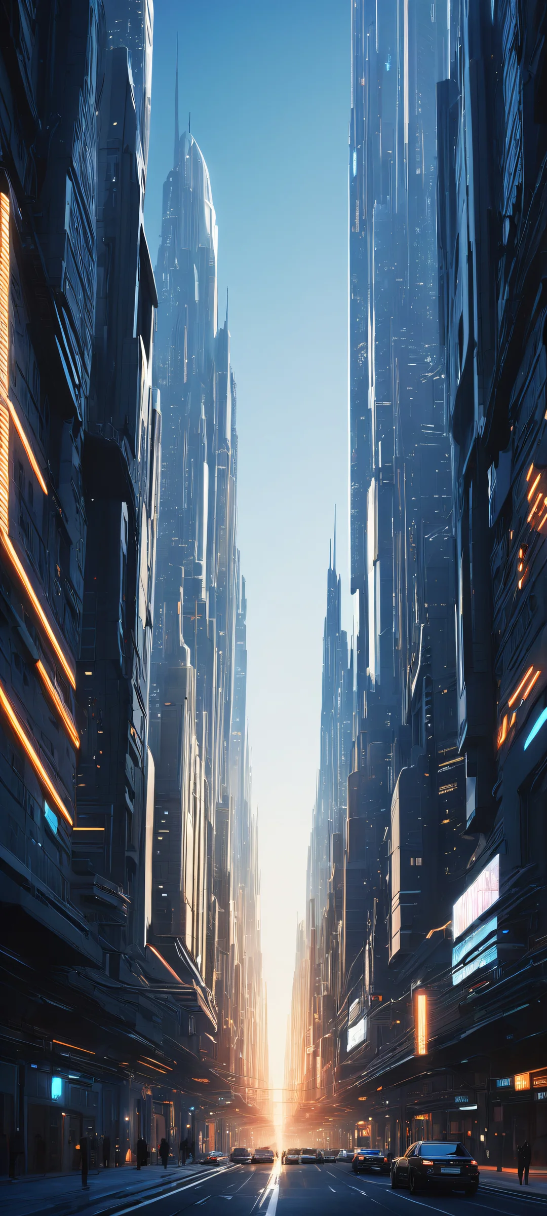 Explore a futuristic cityscape on your iPhone or Android device. This stunning wallpaper features intricate details and a blend of realistic and stylized architecture, perfect for customizing your home screen.