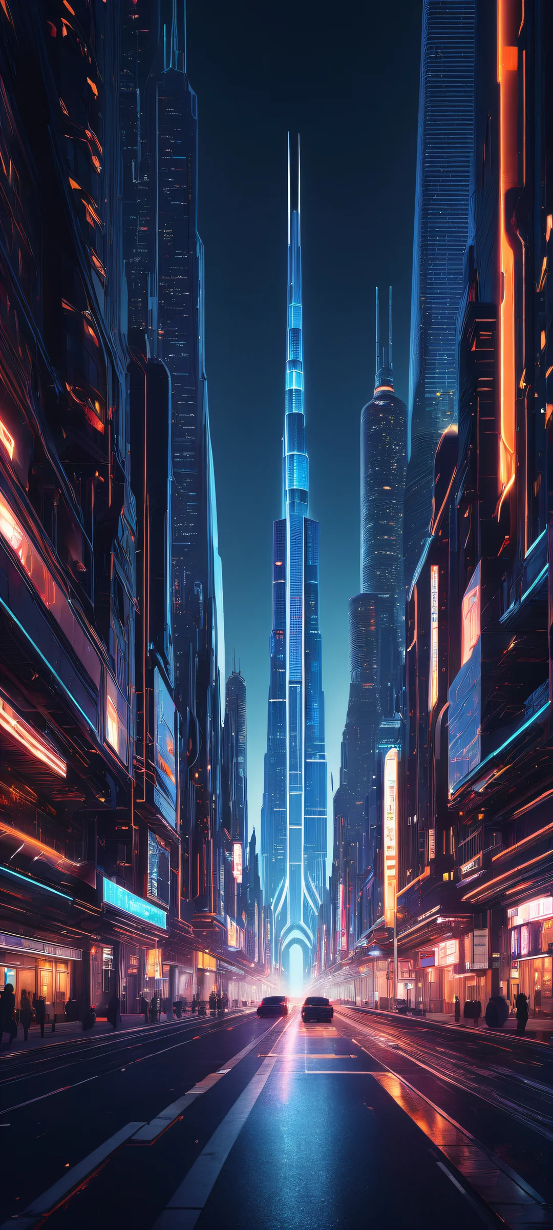 Explore the contrast of a futuristic cityscape on your iPhone or Android device