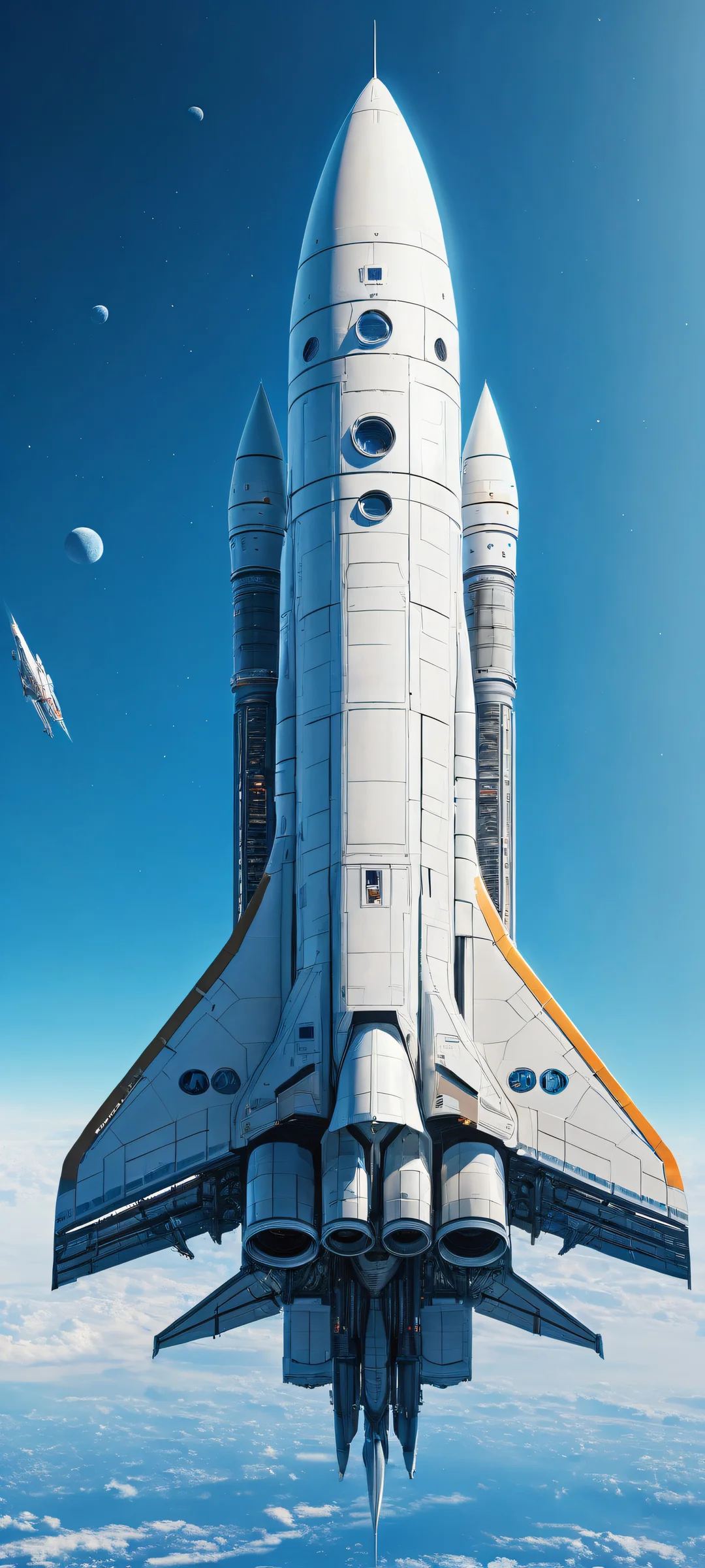 Breathtaking digital artwork of a futuristic spacecraft on an iPhone/Android home screen.