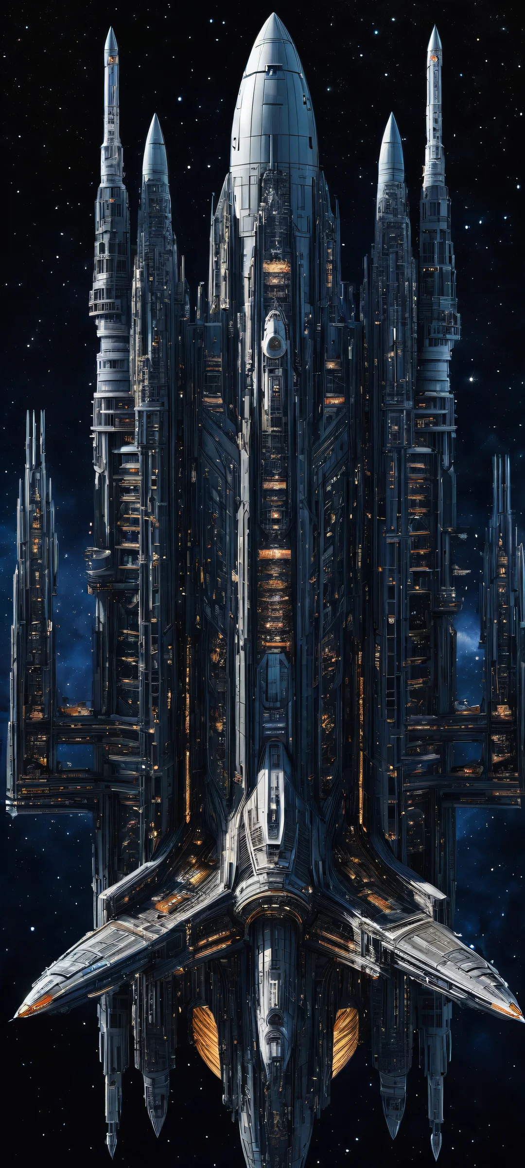 Award-winning digital art of a futuristic spaceship on an iPhone or Android device.