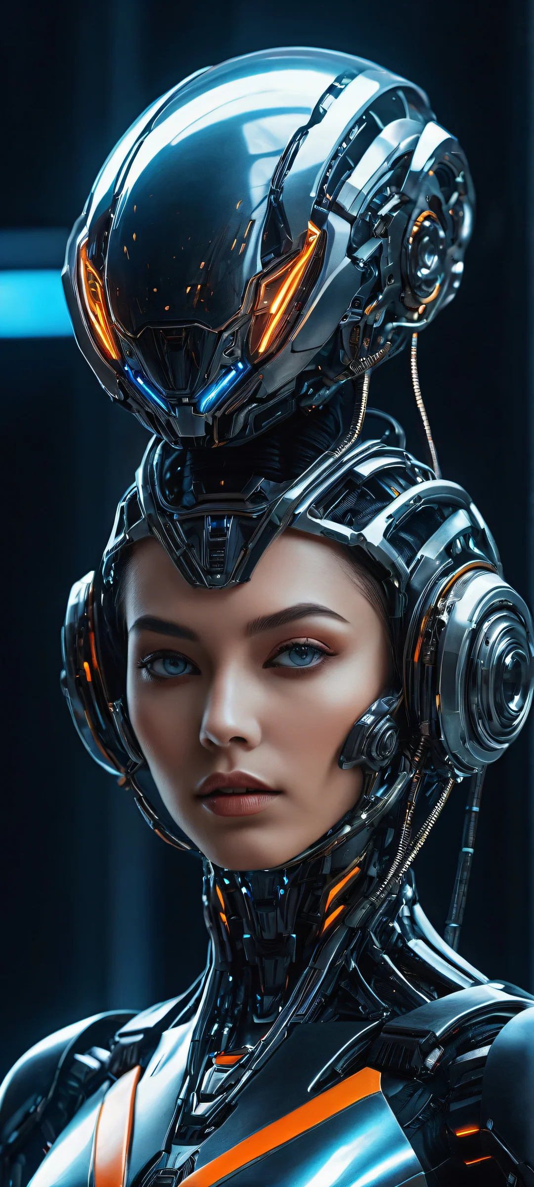 Beautiful digital artwork of a futuristic robot girl on iPhone/Android