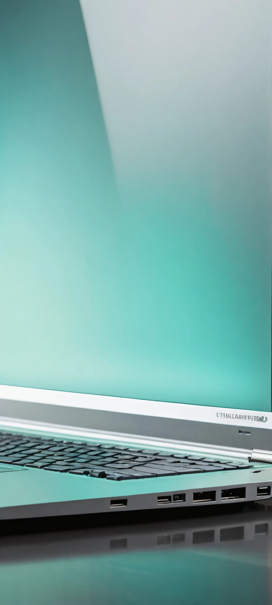 A stunning portrait of a futuristic ThinkPad device on iPhone/Android home screens, featuring sleek design, advanced technology, and radiant lighting.