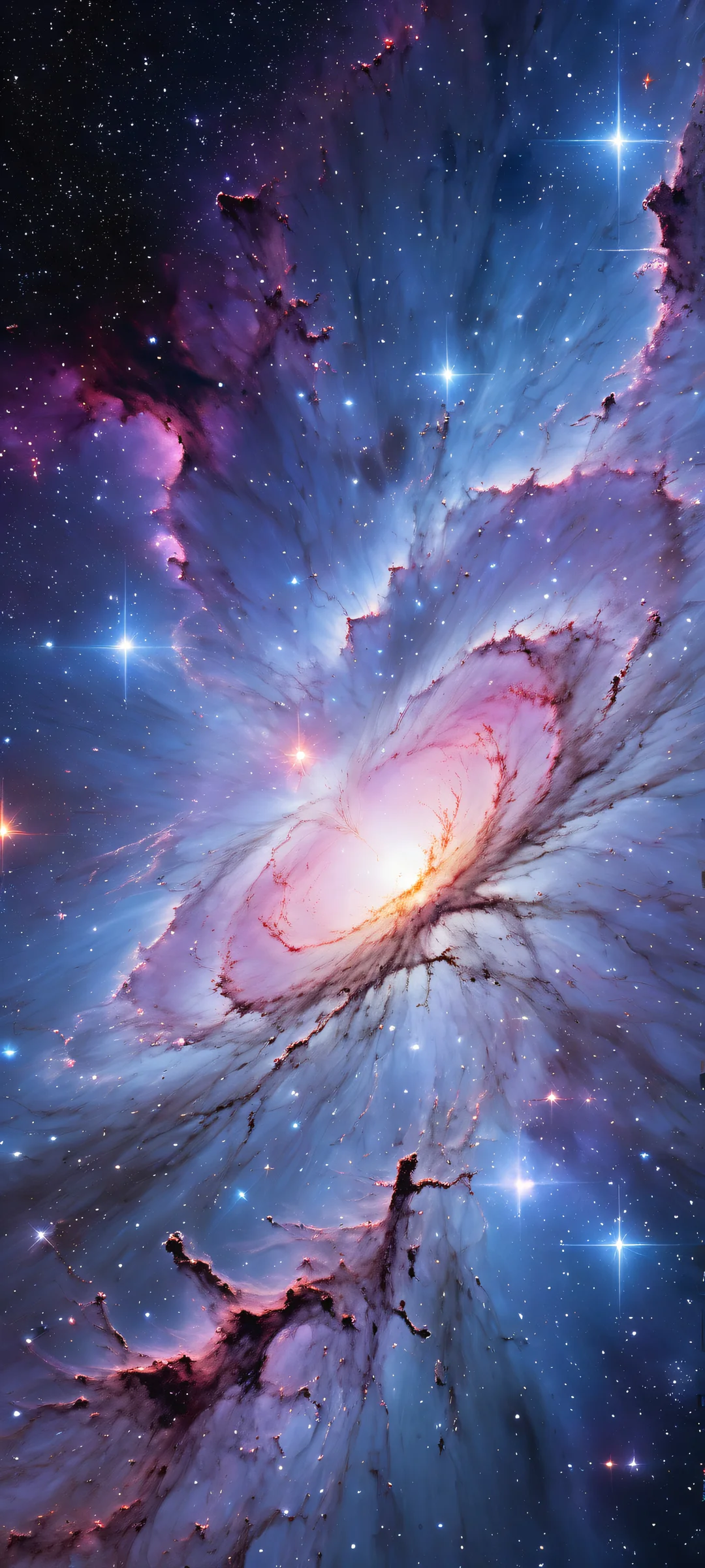 iPhone and Android users, gaze upon this breathtaking galactic oasis featuring a majestic nebula with intricate star formations, perfectly optimized for your home screen.