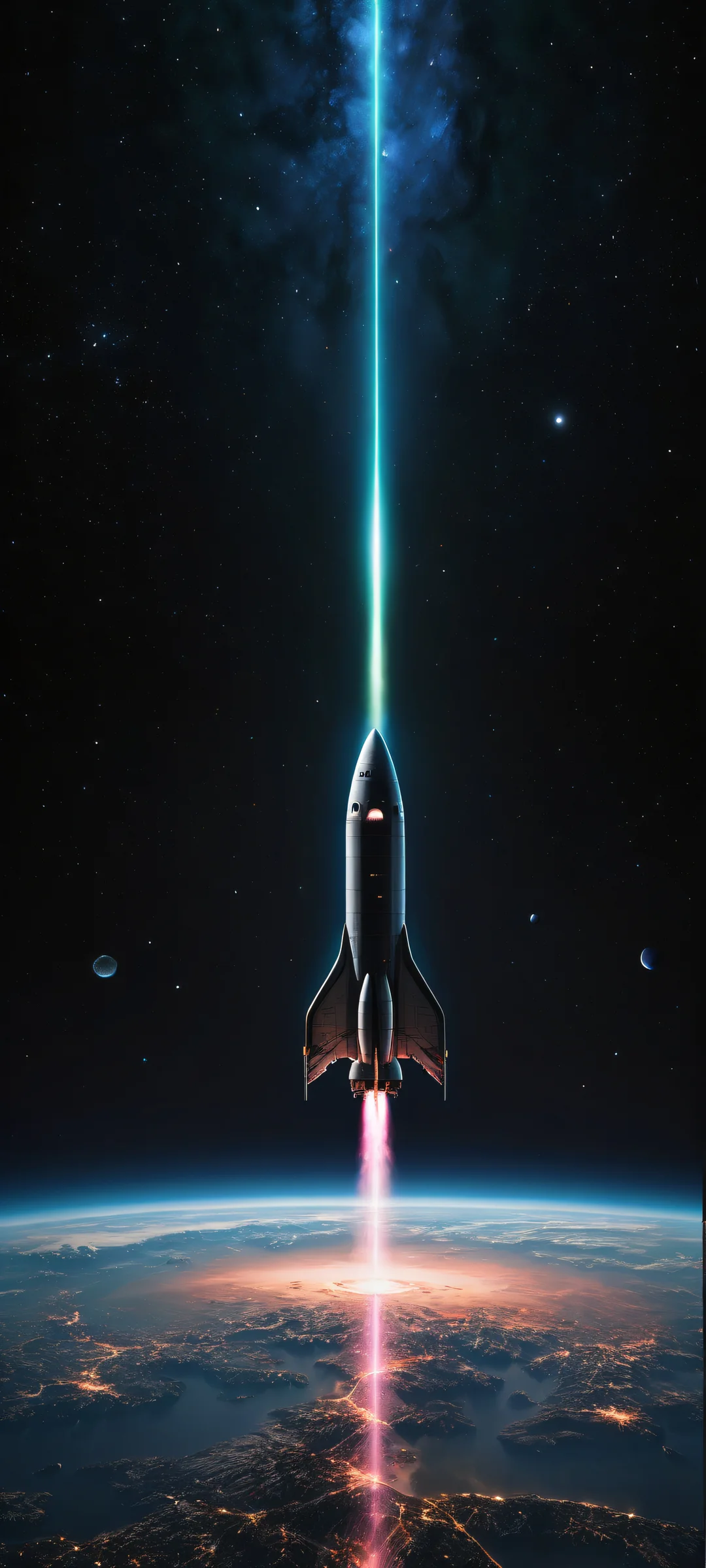 Award-winning digital art of galactic spacecraft in a stunning visual composition. Perfectly optimized for iPhone and Android home screens.