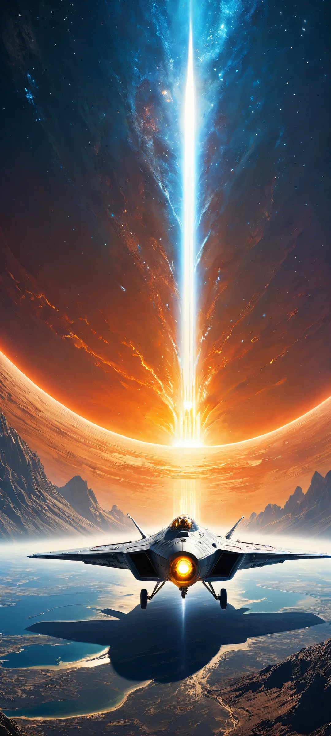 A breathtaking spaceship soaring through the cosmos on an iPhone or Android device.