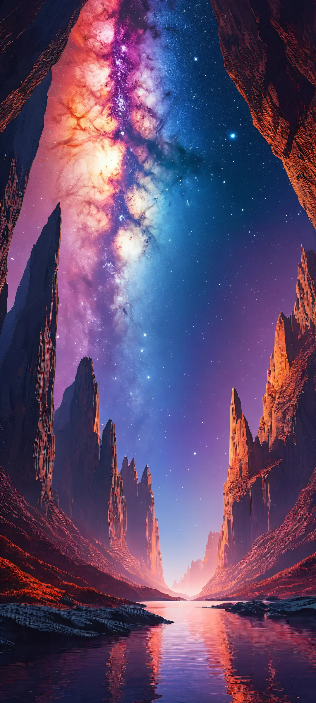 A breathtaking iPhone/Android portrait artwork of a galaxy with intense lighting and intricate micro-details. Perfectamente optimizado para la pantalla de inicio de tu móvil.