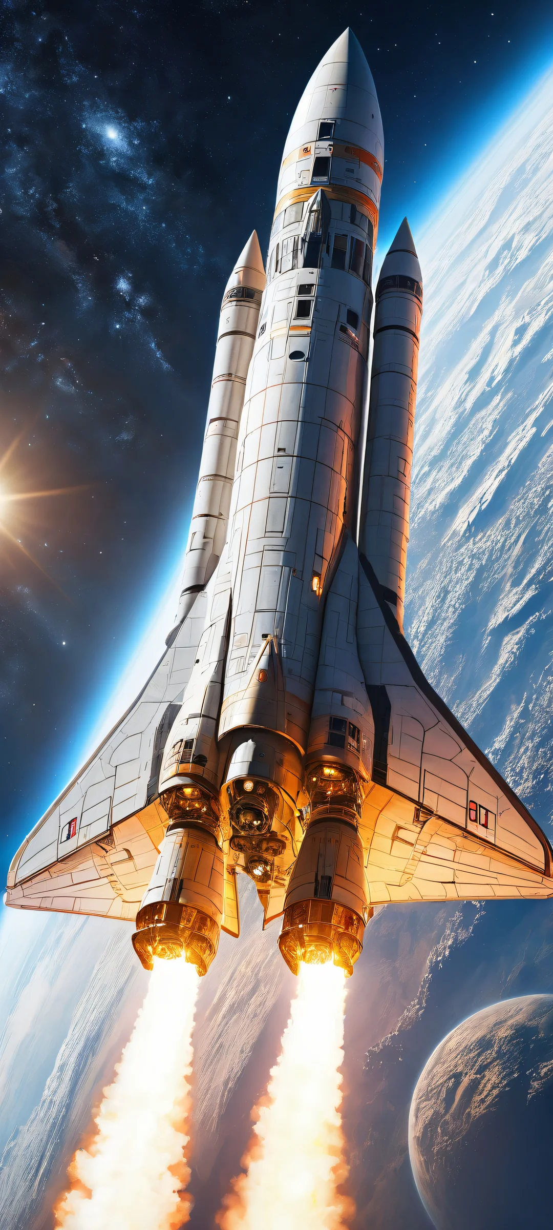 Majestic spaceship on a serene background with iPhone/Android home screen perfection