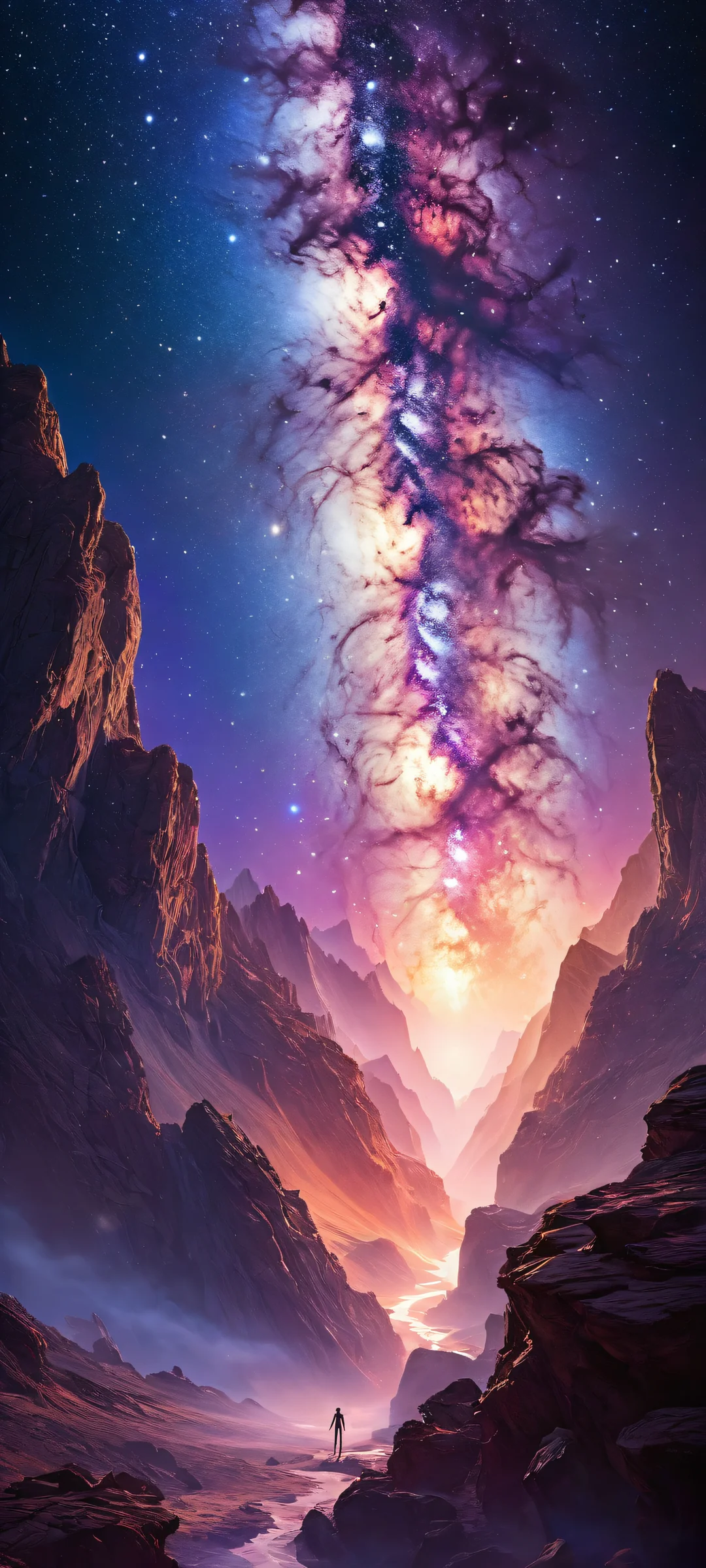 Galactic Odyssey QHD Phone Backgrounde telas iniciais do AndroidGaláxia SamsungPerfeitamente otimizado para iPhone A stunning vertical portrait artwork of a galaxy cluster with intricate star formations and celestial bodies. Perfectly optimized for iPhone, Samsung Galaxy, and Android home screens.