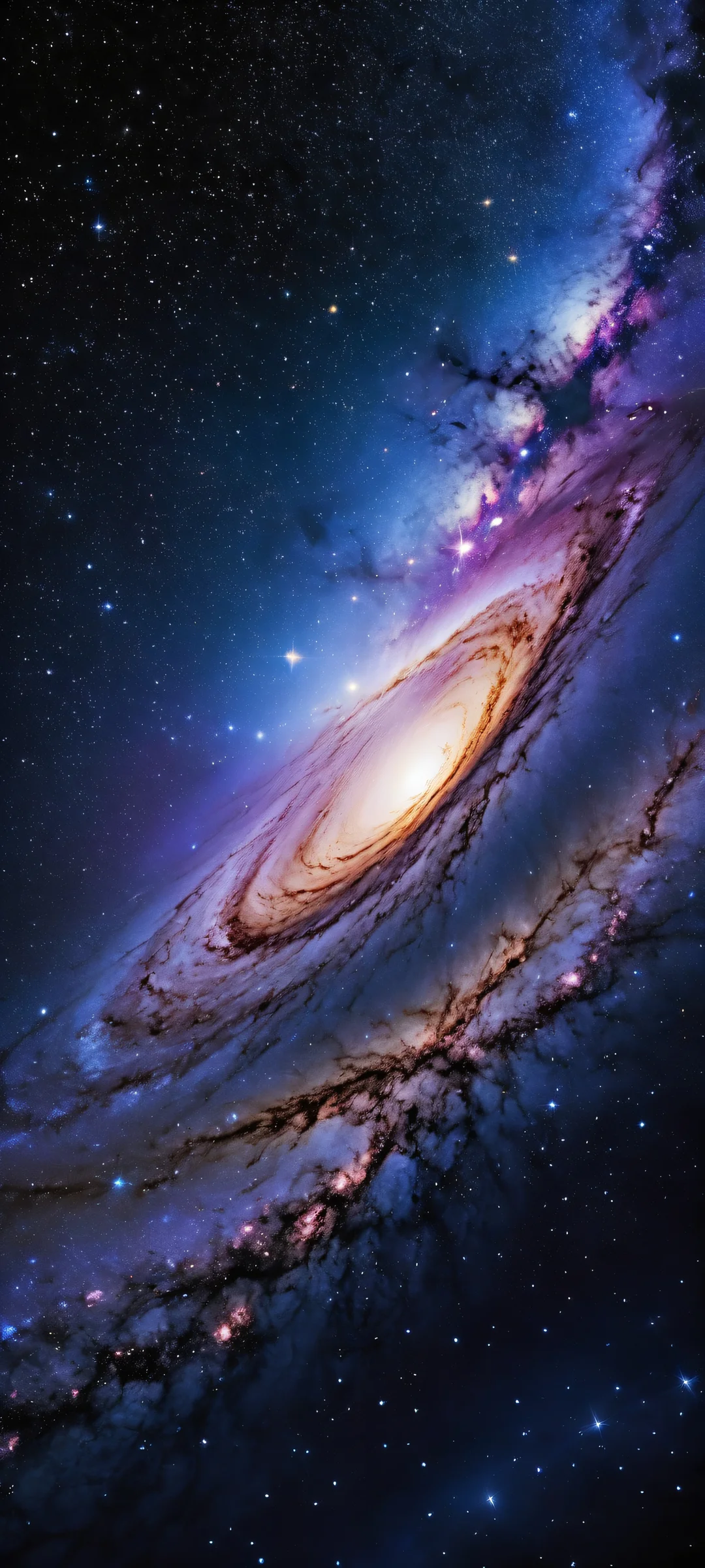 Explore the majesty of a distant galaxy on your iPhone or Android device. Witness the intricate details of stars, planets, and cosmic landscapes.