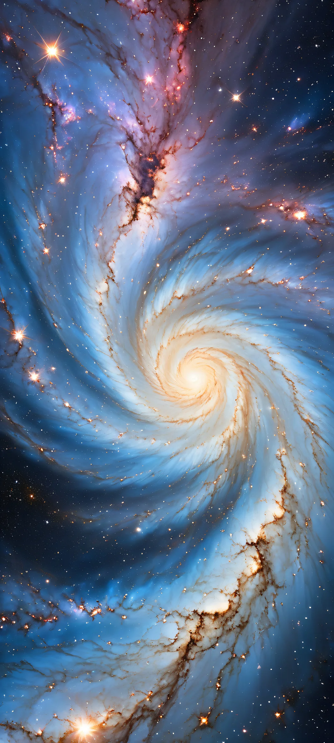 Mesmerizing digital artwork of Galactic Vortex on iPhone and Android home screens.