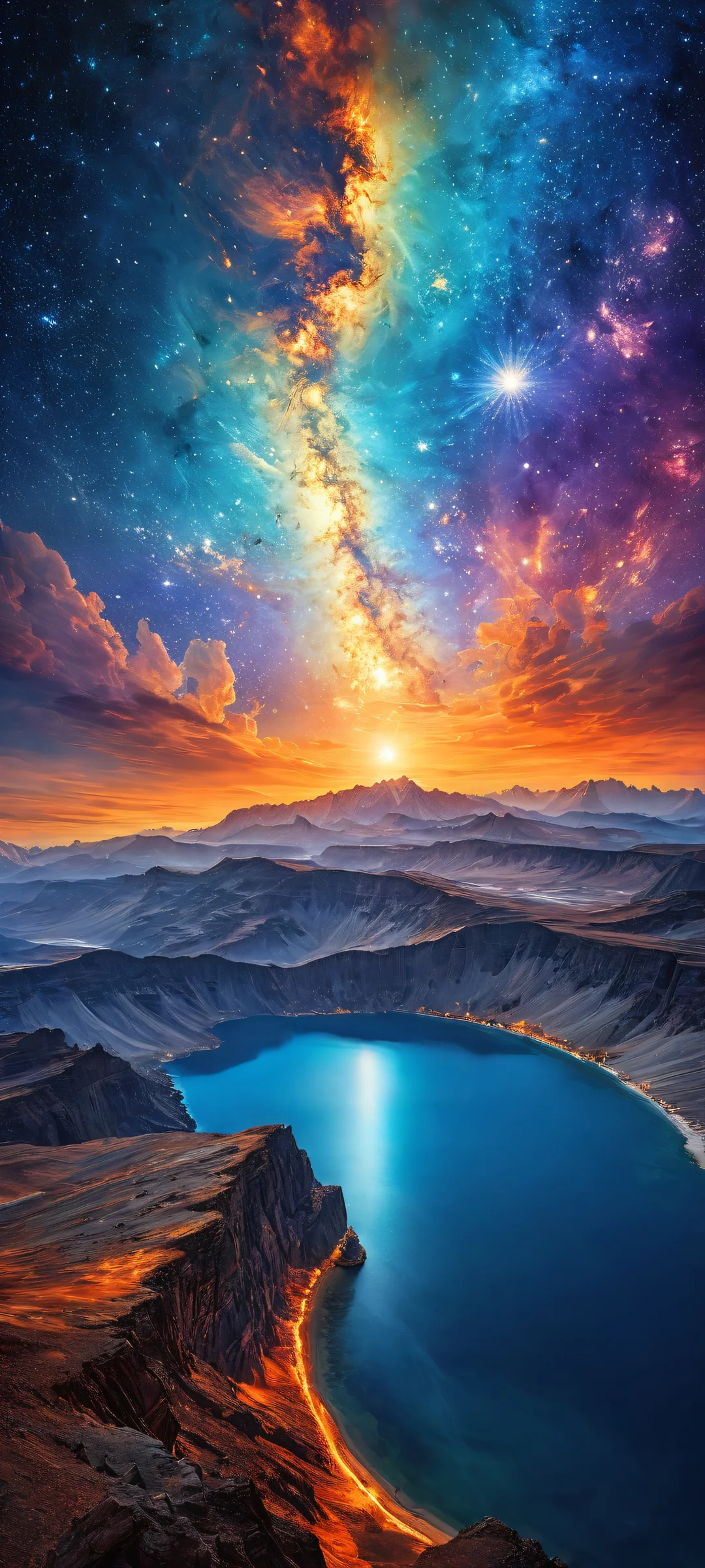 Galactic Vortex 2K Mobile Background A breathtaking portrait of a galactic vortex on an iPhone/Android phone, featuring intricate details and vibrant colors.