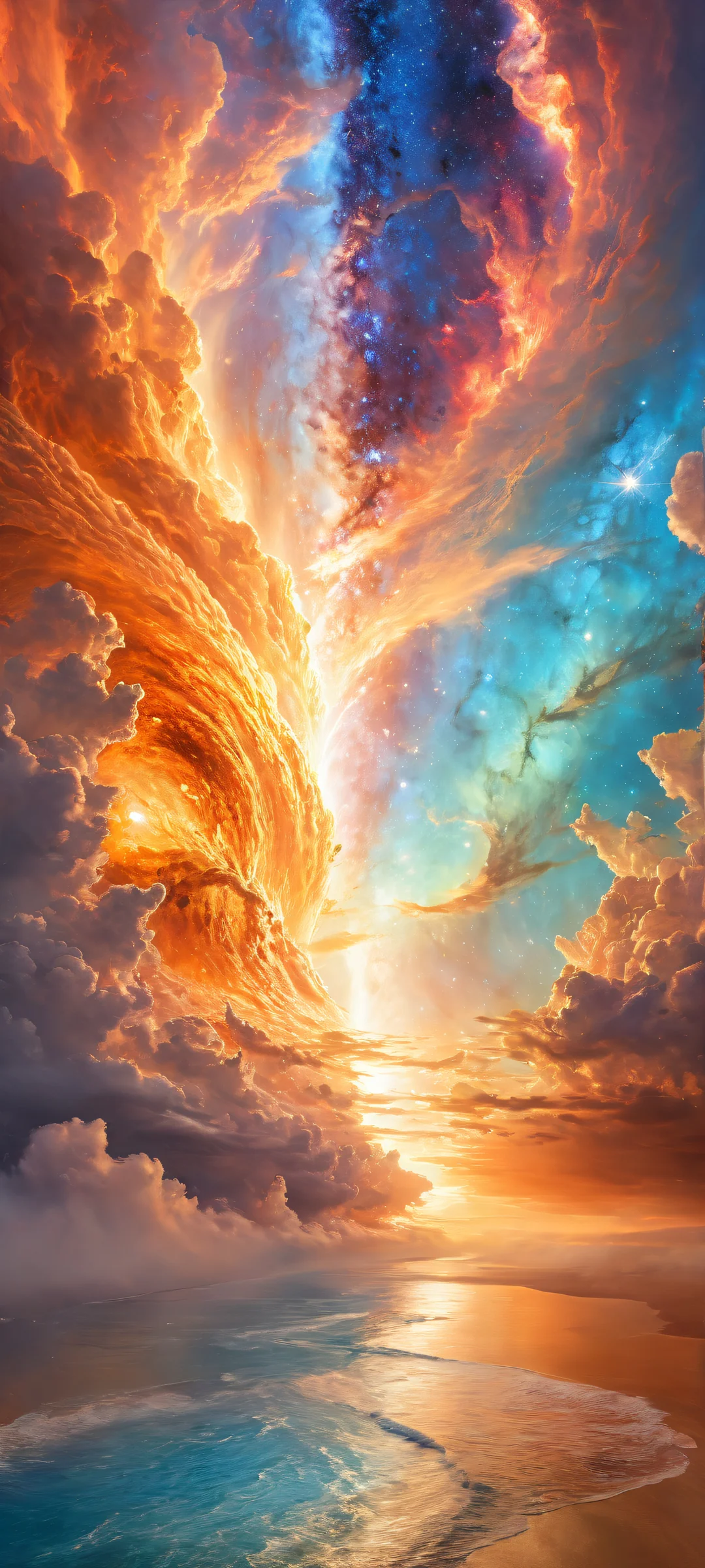 Galactic Vortex Portrait 2K QHD Mobile Wallpaper iPhone and Android compatible wallpaper featuring a stunning portrait of Galactic Vortex with cosmic clouds, stardust, and nebulae