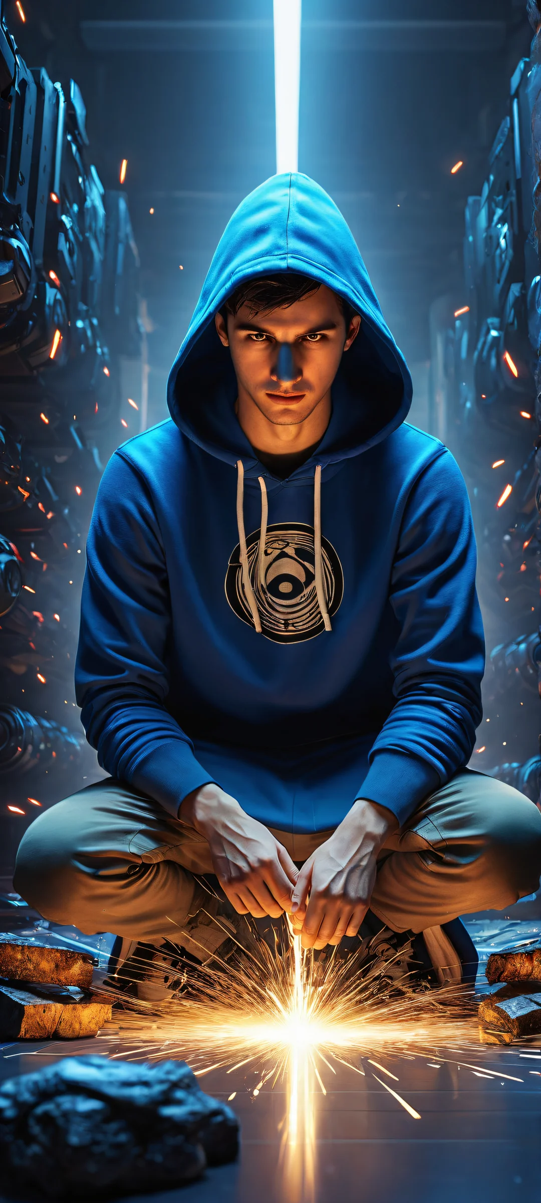 A hapless gamer tripping and spilling ram sticks and GPUs on their floor, perfectly optimized for iPhone, Samsung Galaxy, and Android home screens.