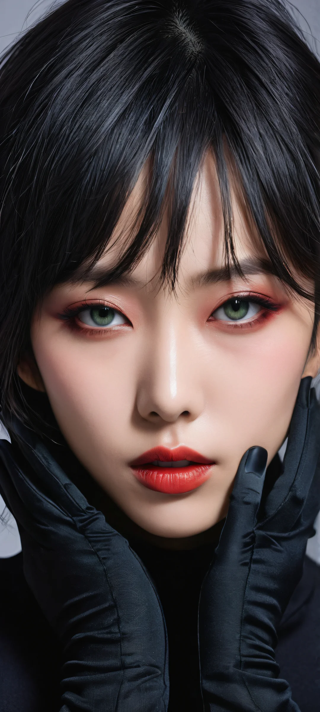 A breathtaking portrait of Gasai Yuno, iPhone and Android compatible, showcasing intricate micro-details and stunning visual impact.