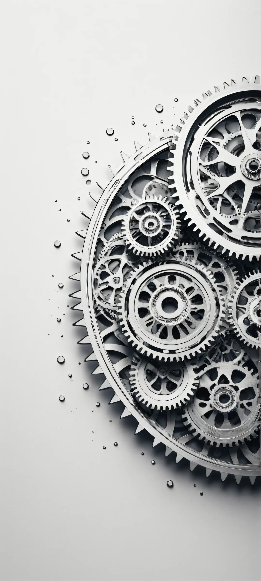 Minimalist gears on a pristine void background, Perfectamente optimizado para pantallas de inicio de iPhone/Android..