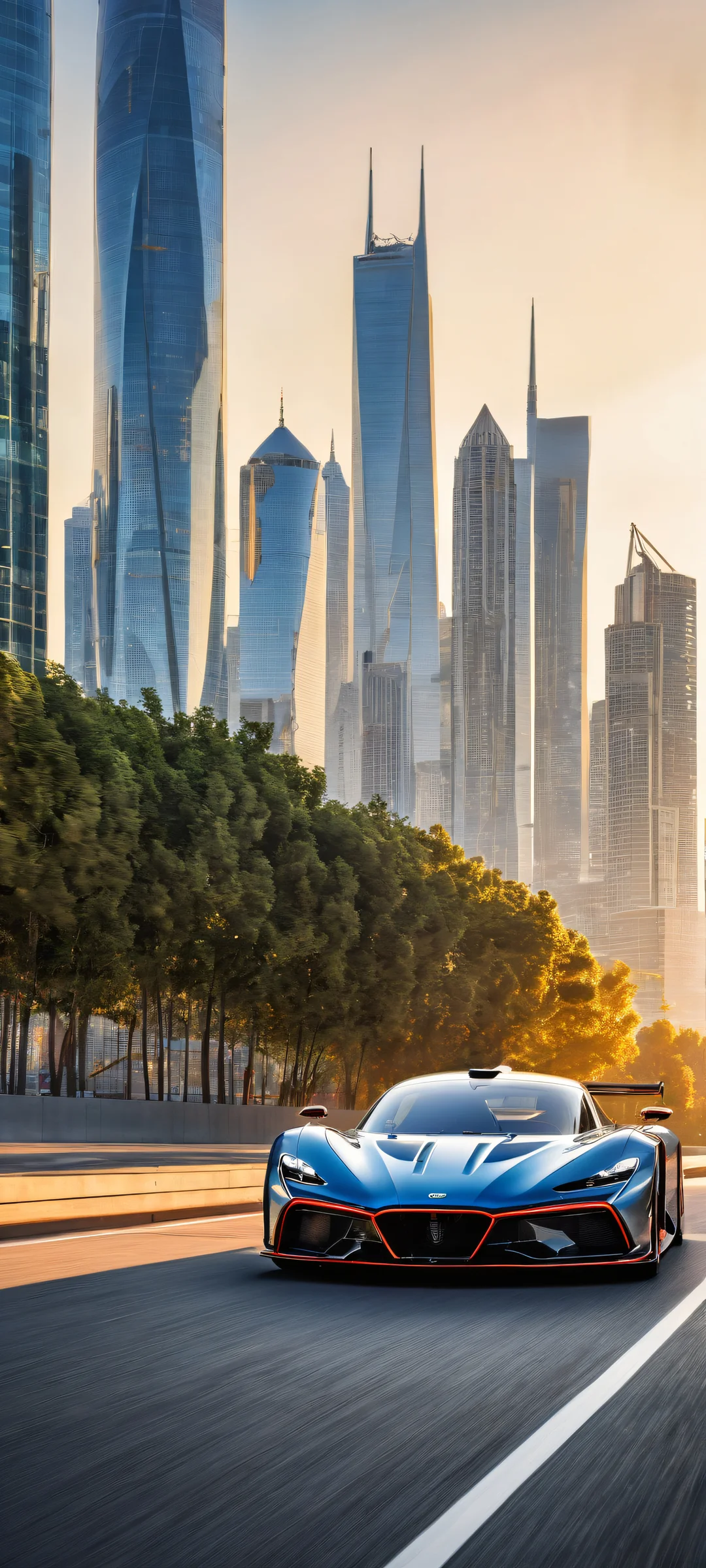 Genesis Hypercar in Focus 2K Mobile Background A breathtaking portrait of Genesis GMR-001 hypercar on a blurred racing track or cityscape background for iPhone/Android home screens.