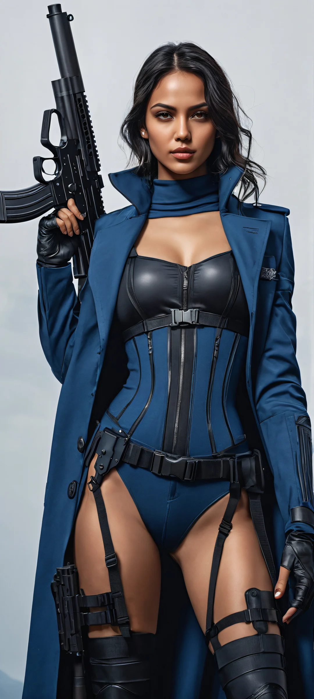 Epic portrait artwork of girls with guns on iPhone/Android. Perfect for home screens.