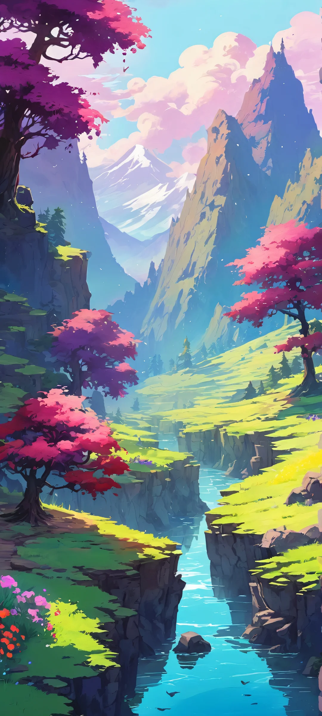 iPhone and Android compatible wallpaper featuring Deltarune Githyanki's hauntingly beautiful landscape with violanto colorido, ethereal lighting, and ray-traced reflections.