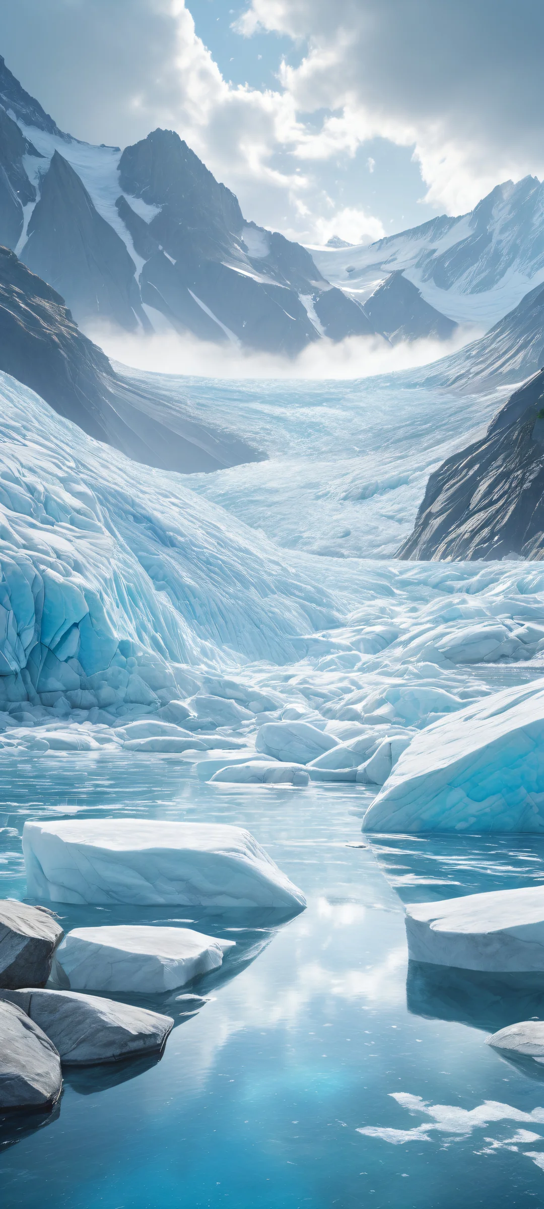 Ethereal artwork featuring glaciers on iPhone/Android