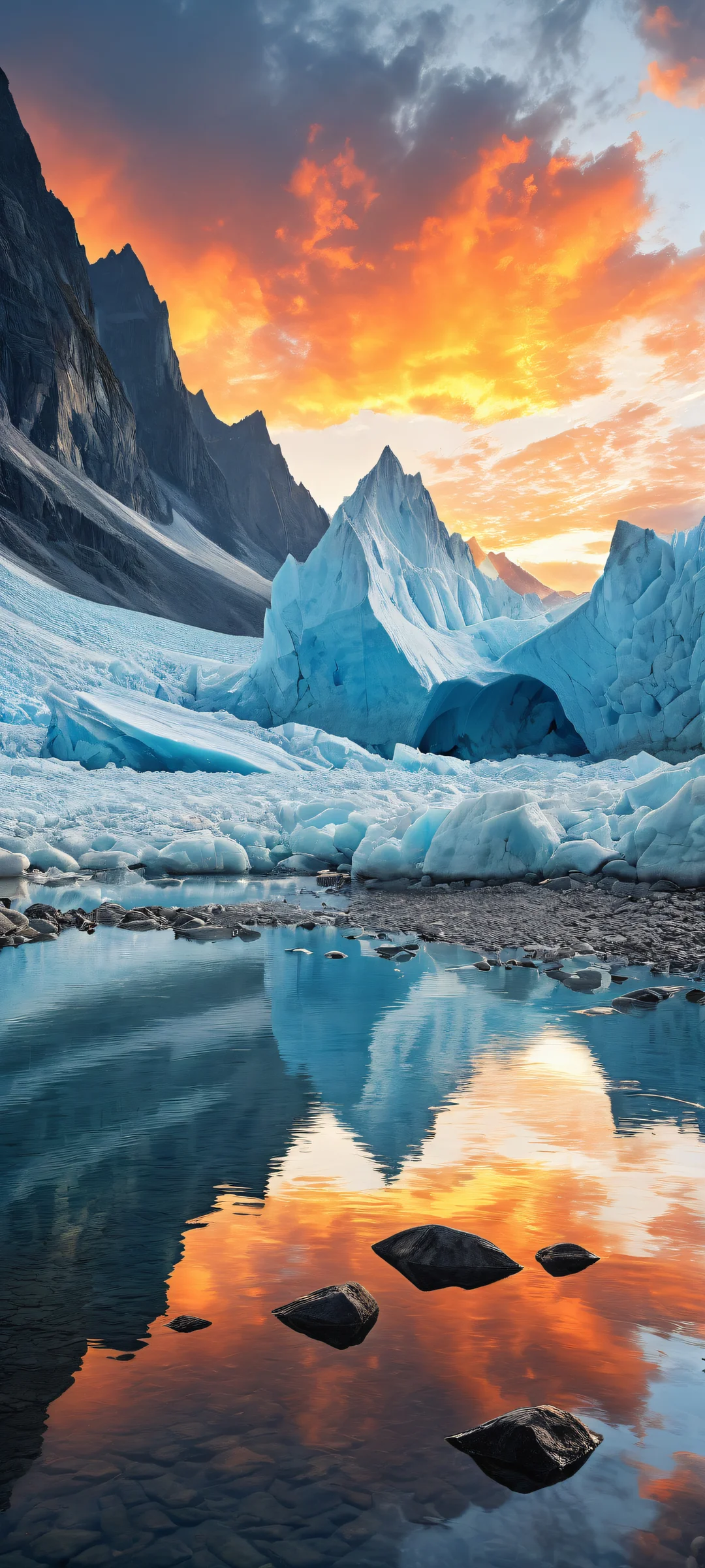Majestic glacier landscape with intricate details on iPhone/Android