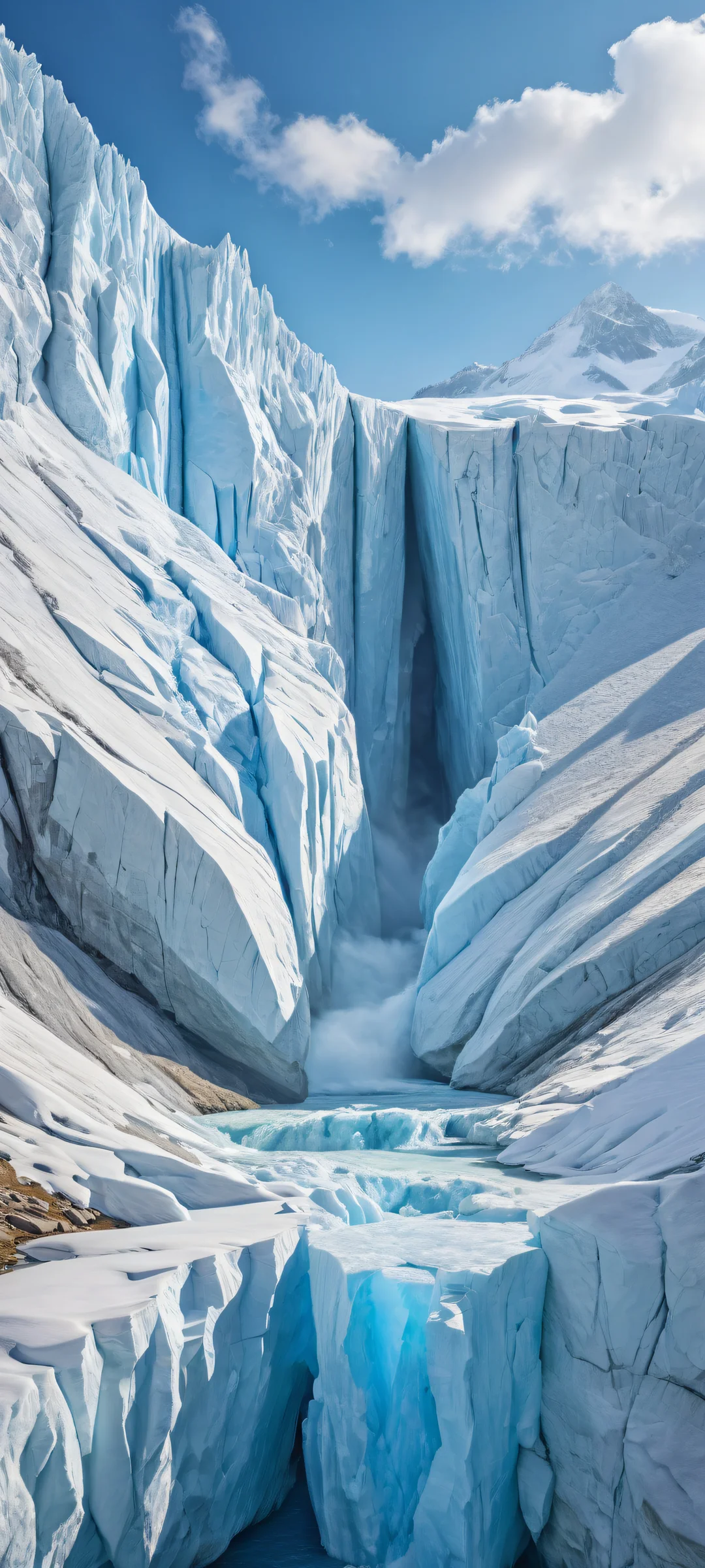 Ethereal artwork of glaciers on iPhone/Android with intricate micro-details and ray-traced reflections.