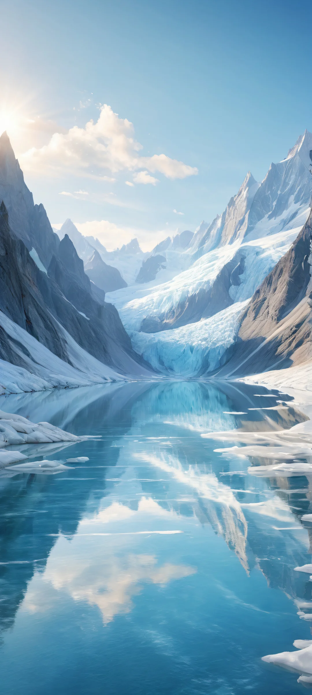 Breathtaking vertical portrait of glaciers on iPhone/Android with perfect clarity and serene atmosphere