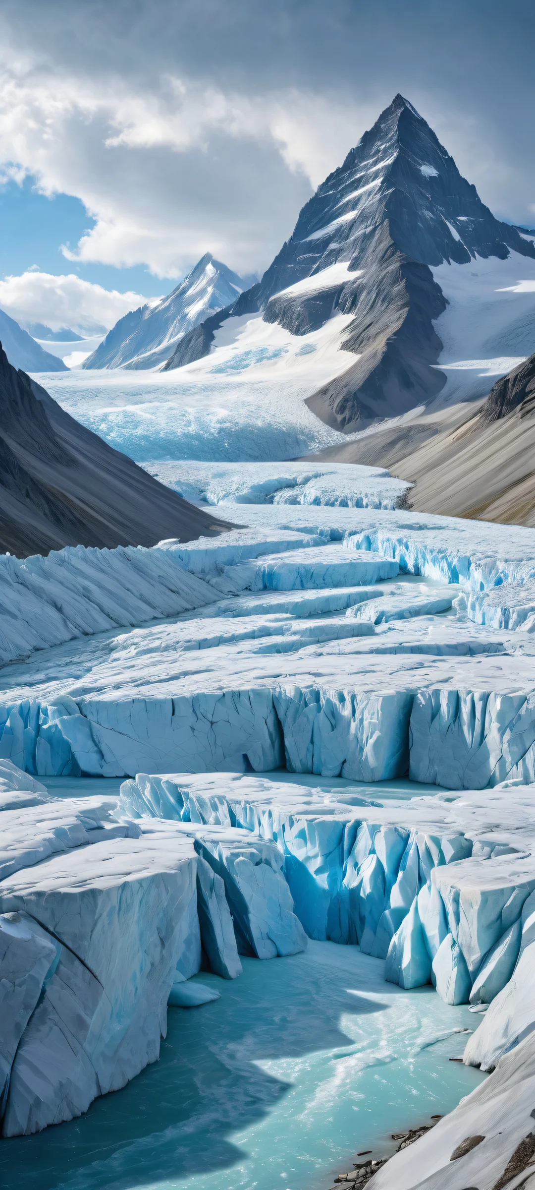 A breathtaking portrait of glaciers on a serene prairie landscape, perfekt optimiert für iPhone- und Android-Startbildschirme.