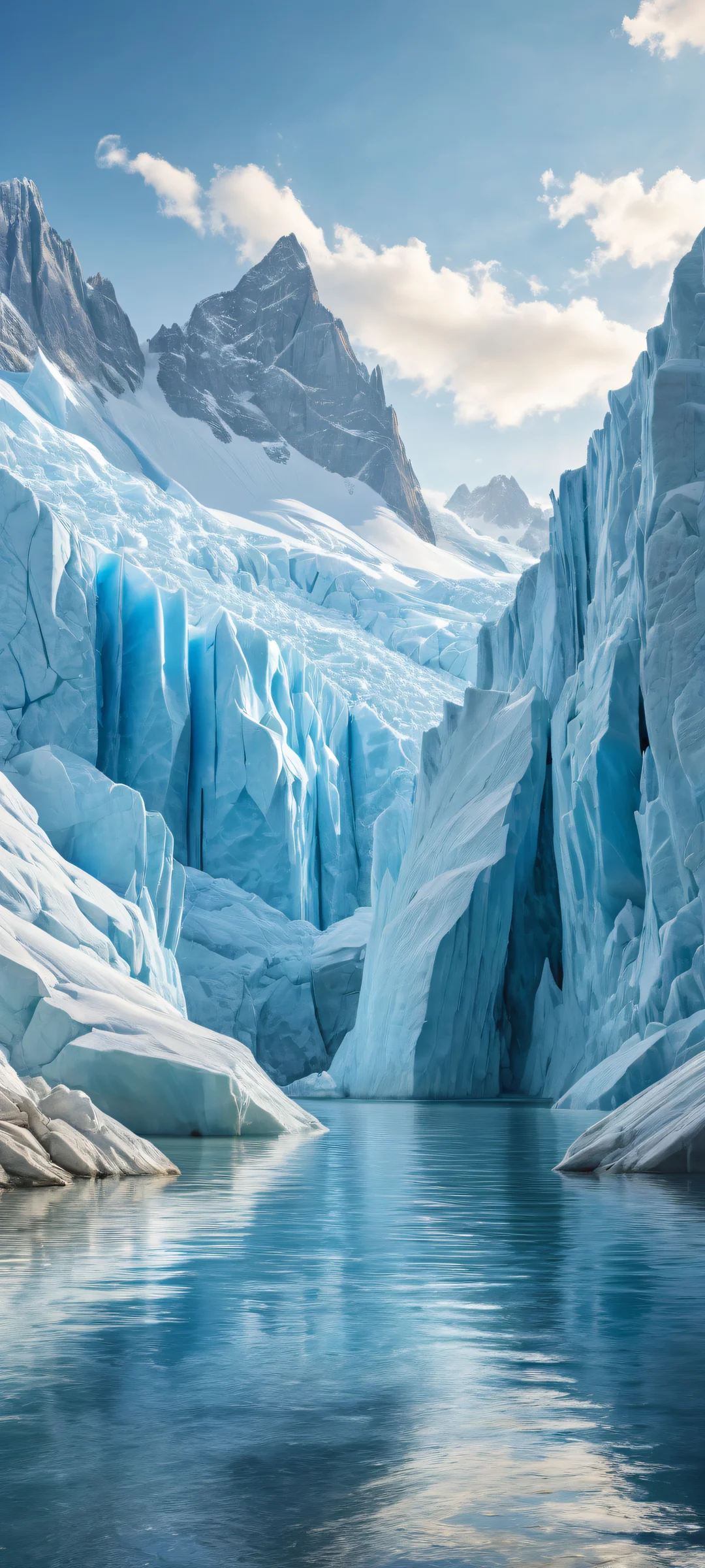 Glacier Oasis QHD Smartphone Background Ethereal portrait of glaciers on a serene prairie background for iPhone/Android mobile wallpaper