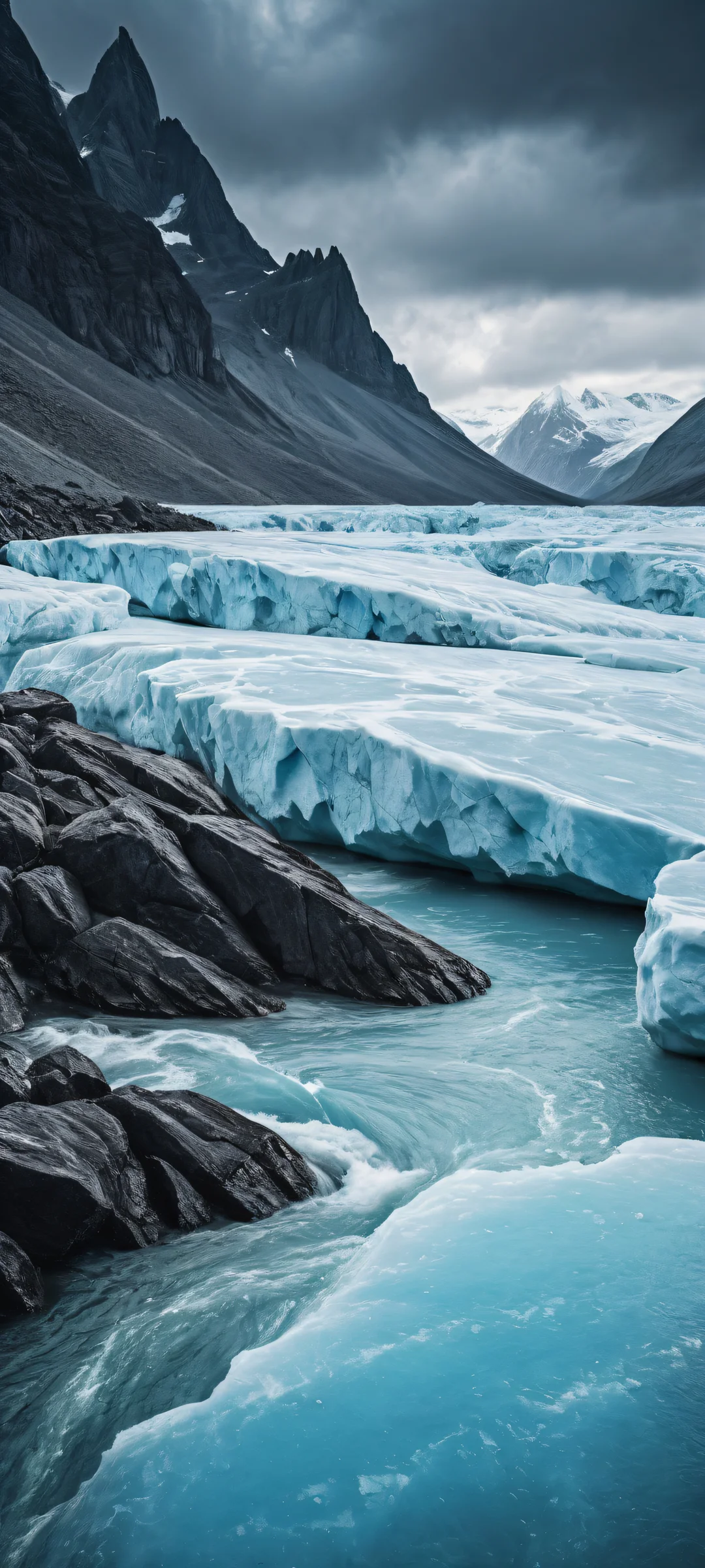 A serene prairie landscape during a rainstorm on iPhone or Android devices, with intricate stone formations and water droplets in the foreground.