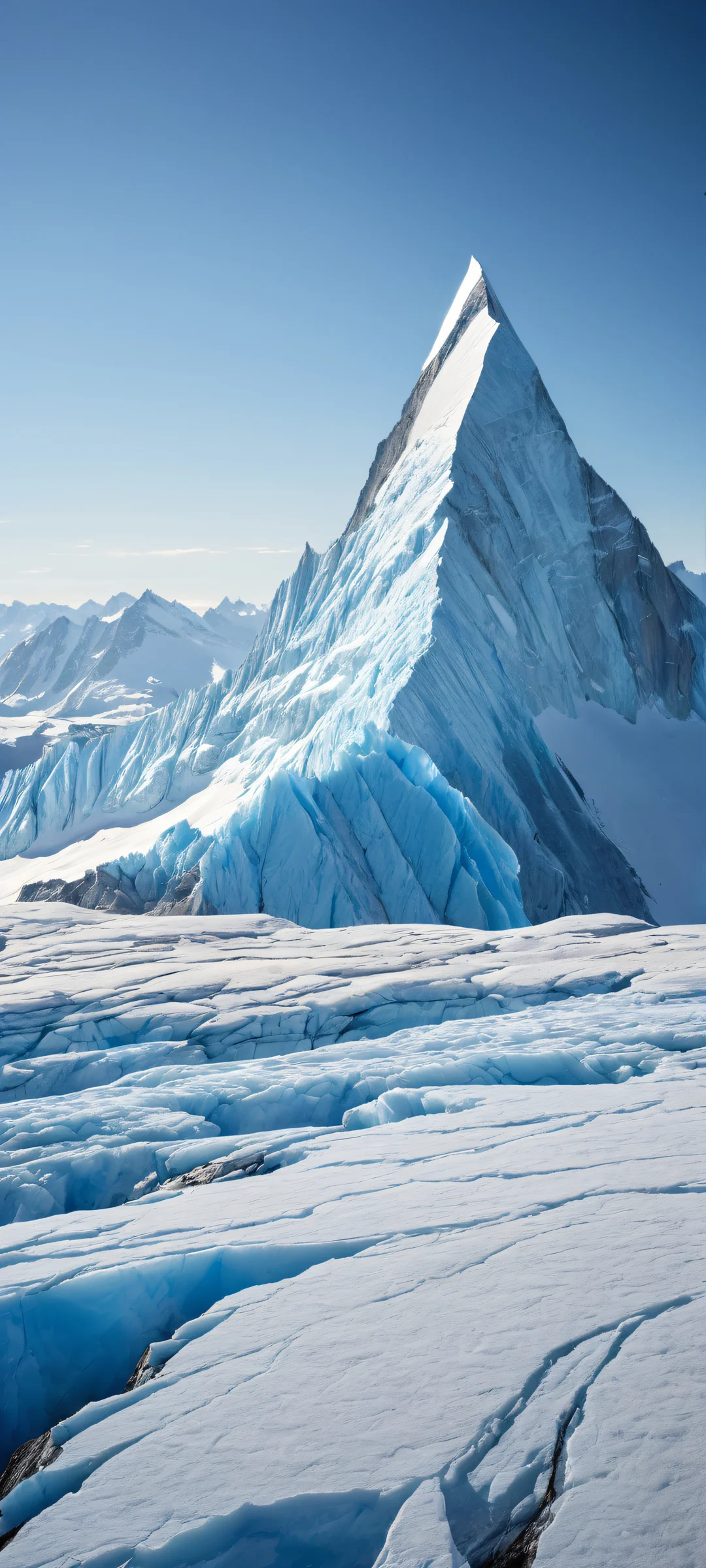 Glacier's Serene Solace 2K Phone Wallpaper A breathtaking vertical portrait artwork of glaciers on iPhone/Android with micro-details and prairie landscape, perfectly optimized for home screens.