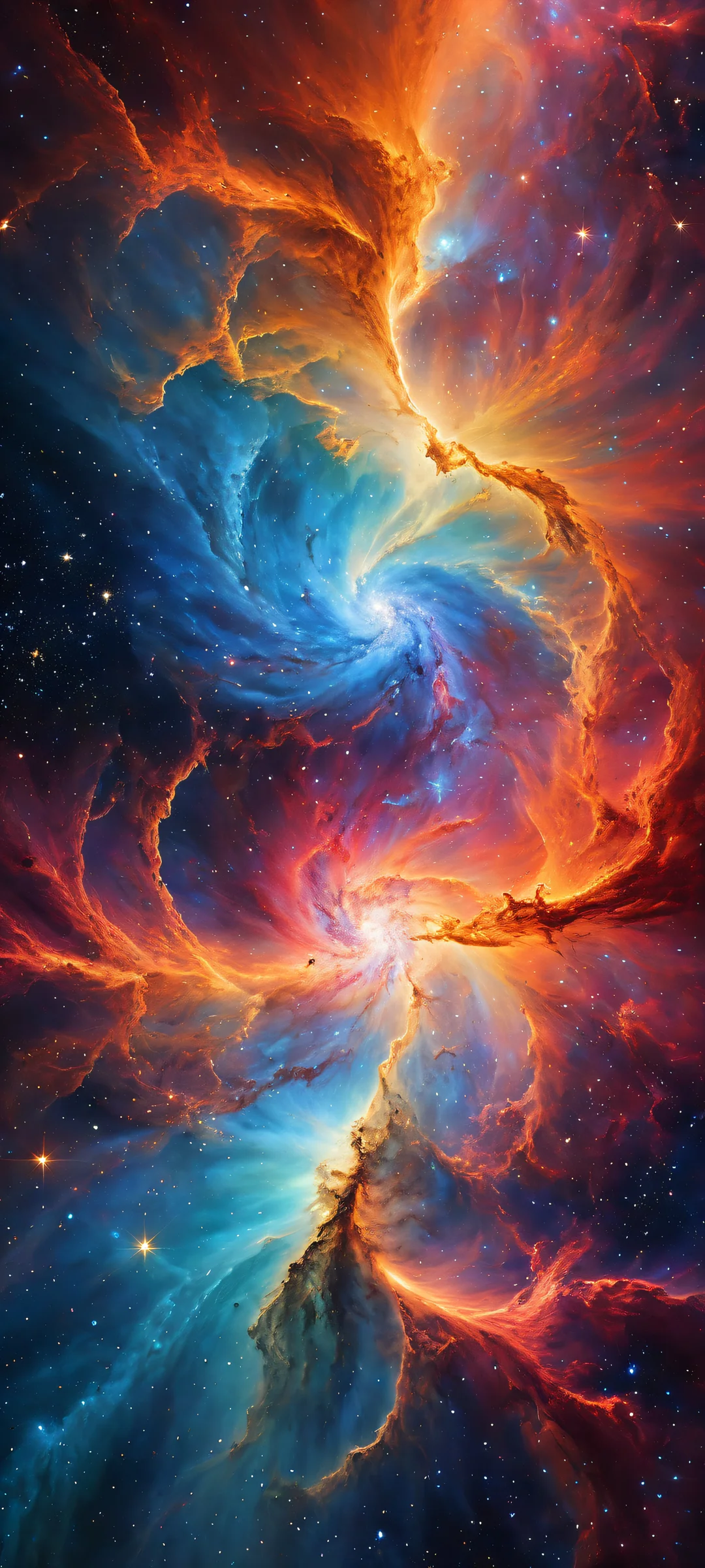 Beautiful iPhone/Android wallpaper of a breathtaking cosmic portrait with glittering nebulas and intricate micro-details, perfectly optimized for your home screen.