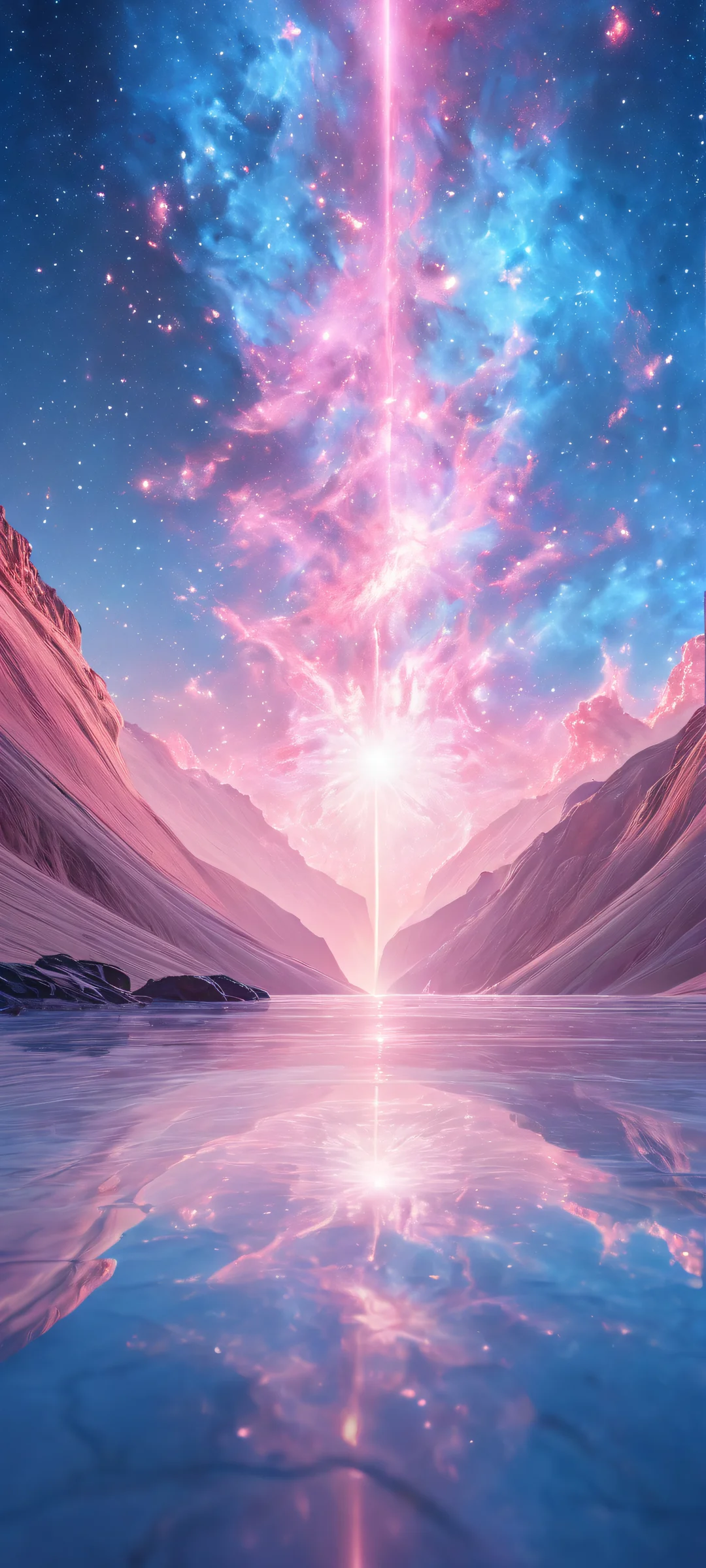 A breathtaking portrait of a glowing nebula on an iPhone/Android device with intricate micro-details and perfect composition for home screens.