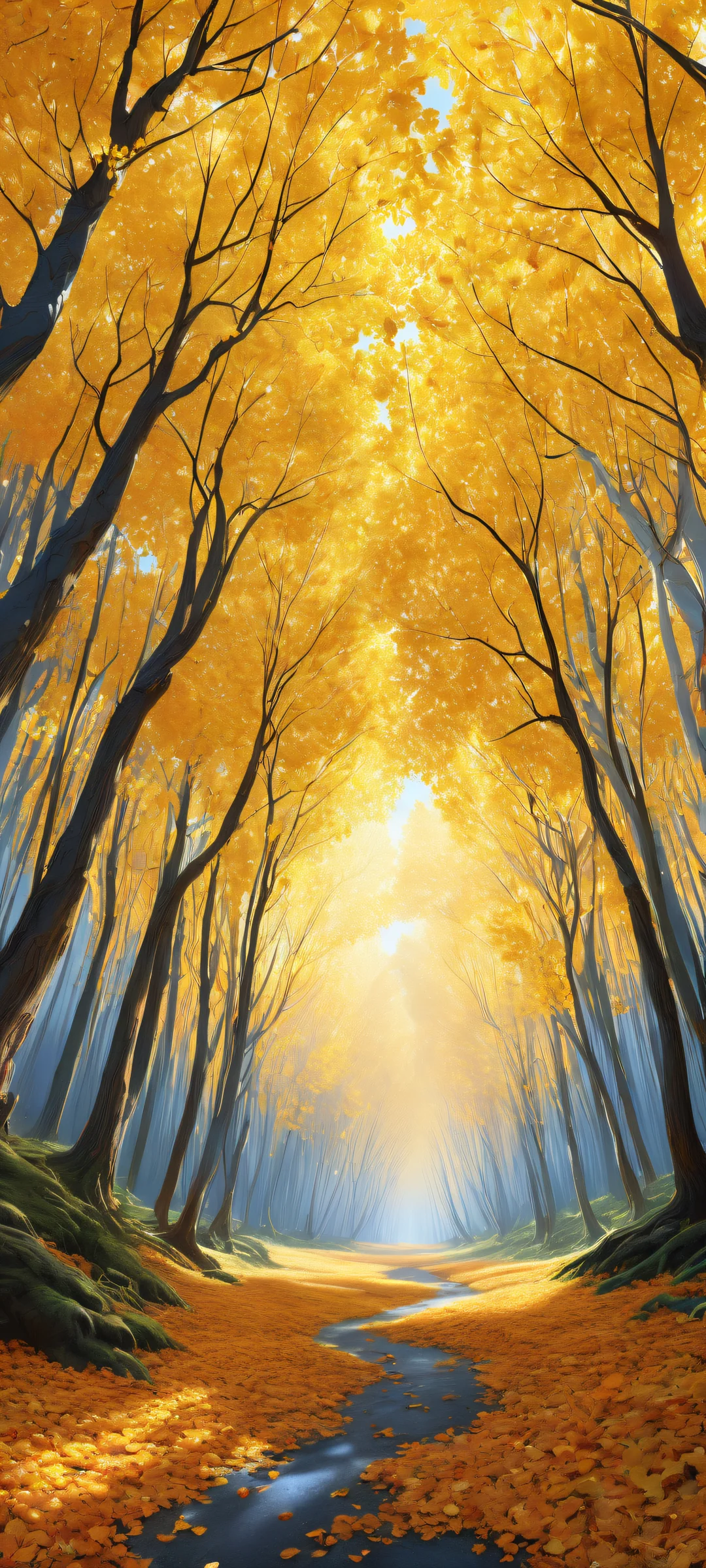 A breathtaking vertical portrait of Golden Leaves on iPhone/Android