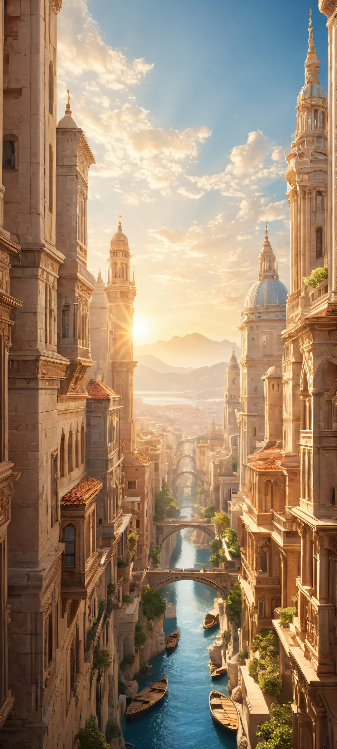 Historic cityscape on iPhone/Android with intricate micro-details and ethereal lighting, perfect for home screen wallpapers.