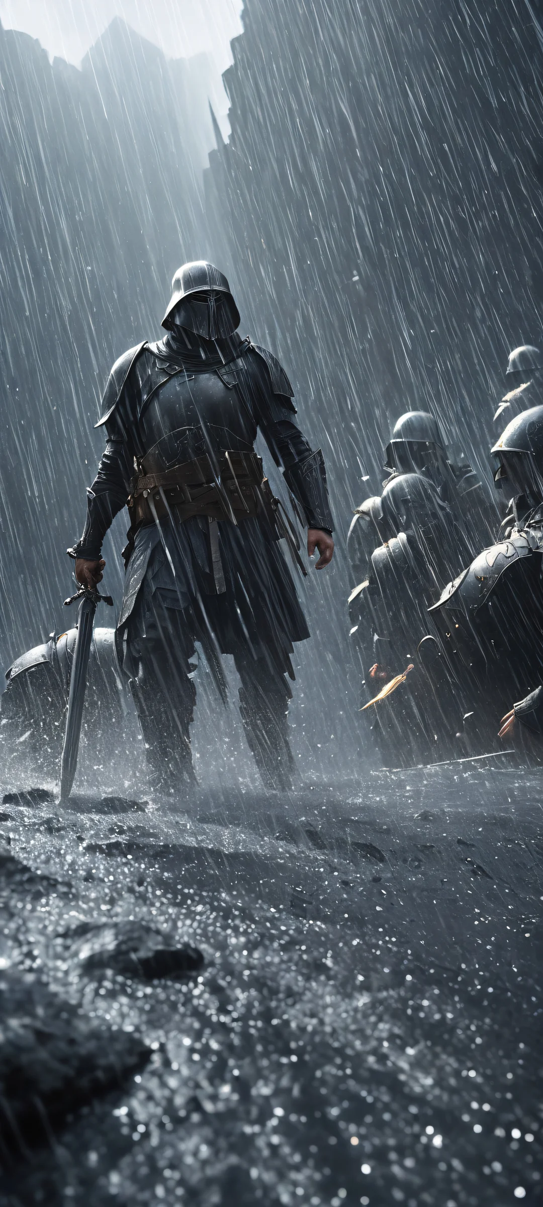 iPhone and Android users, immerse yourself in this stunning vertical portrait artwork of a dramatic battle scene. Perfectly optimized for your mobile device's home screen.