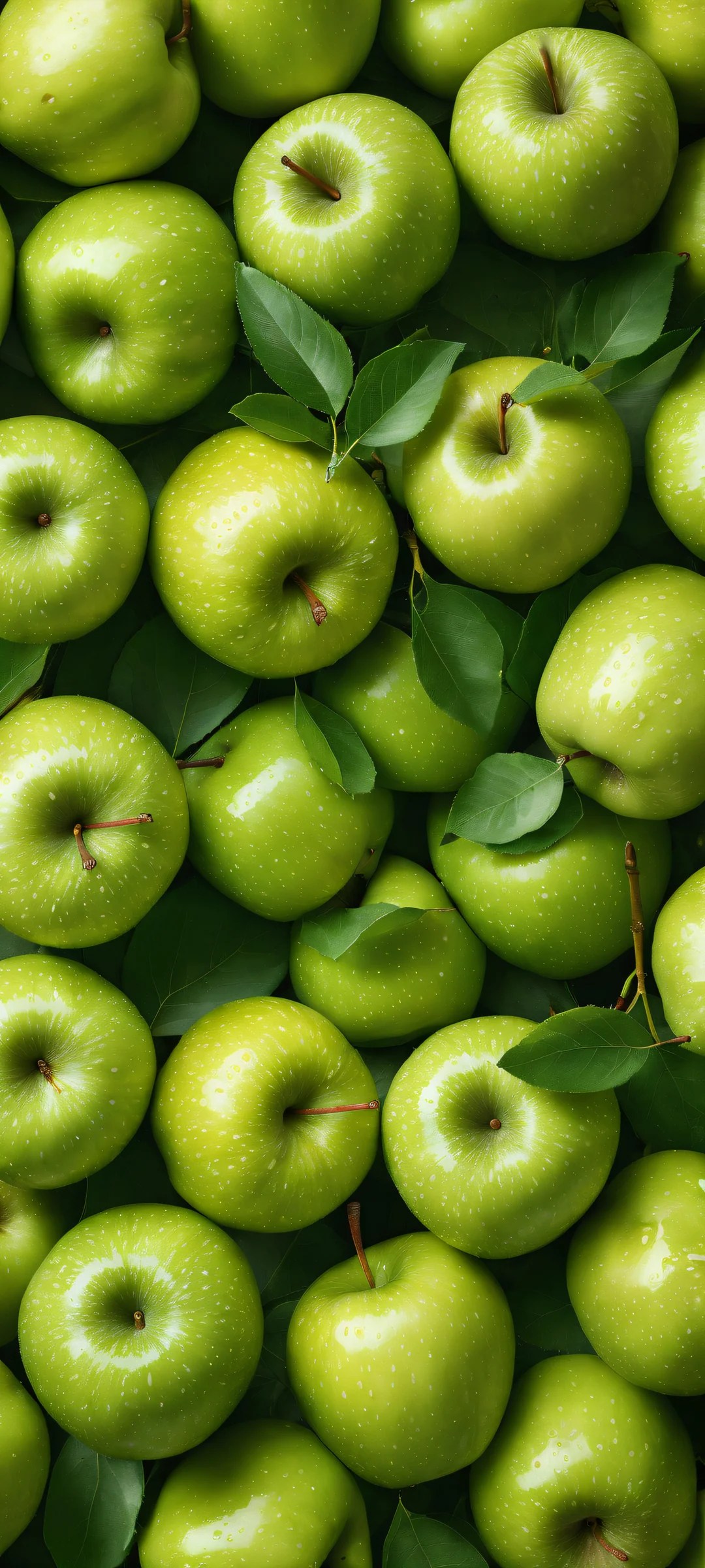 A stunning portrait of a dozen green apples on an iPhone/Android device. Perfectly optimized for your mobile home screen.