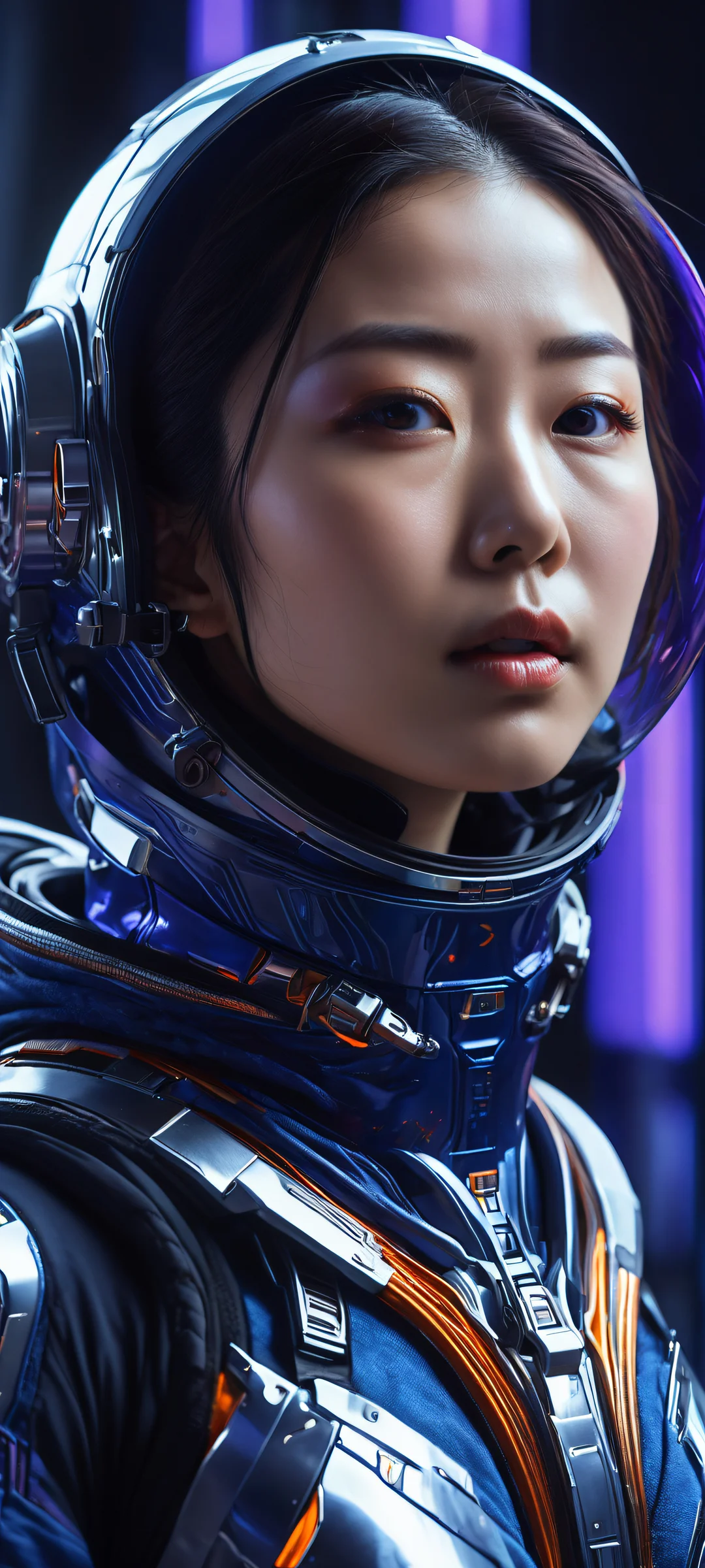 iPhone and Android compatible wallpaper featuring a breathtaking portrait of Hachirouta Hoshino in his futuristic space suit, set against an 8k resolution planetary landscape.