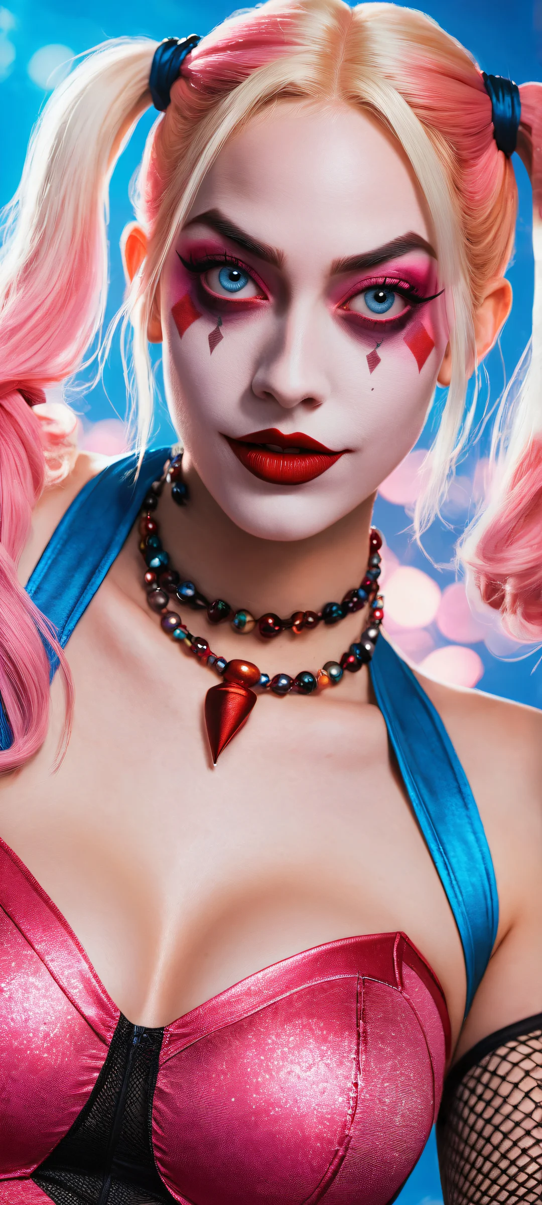 Breathtaking portrait of Harley Quinn on iPhone/Android with radiant colors and intricate details.