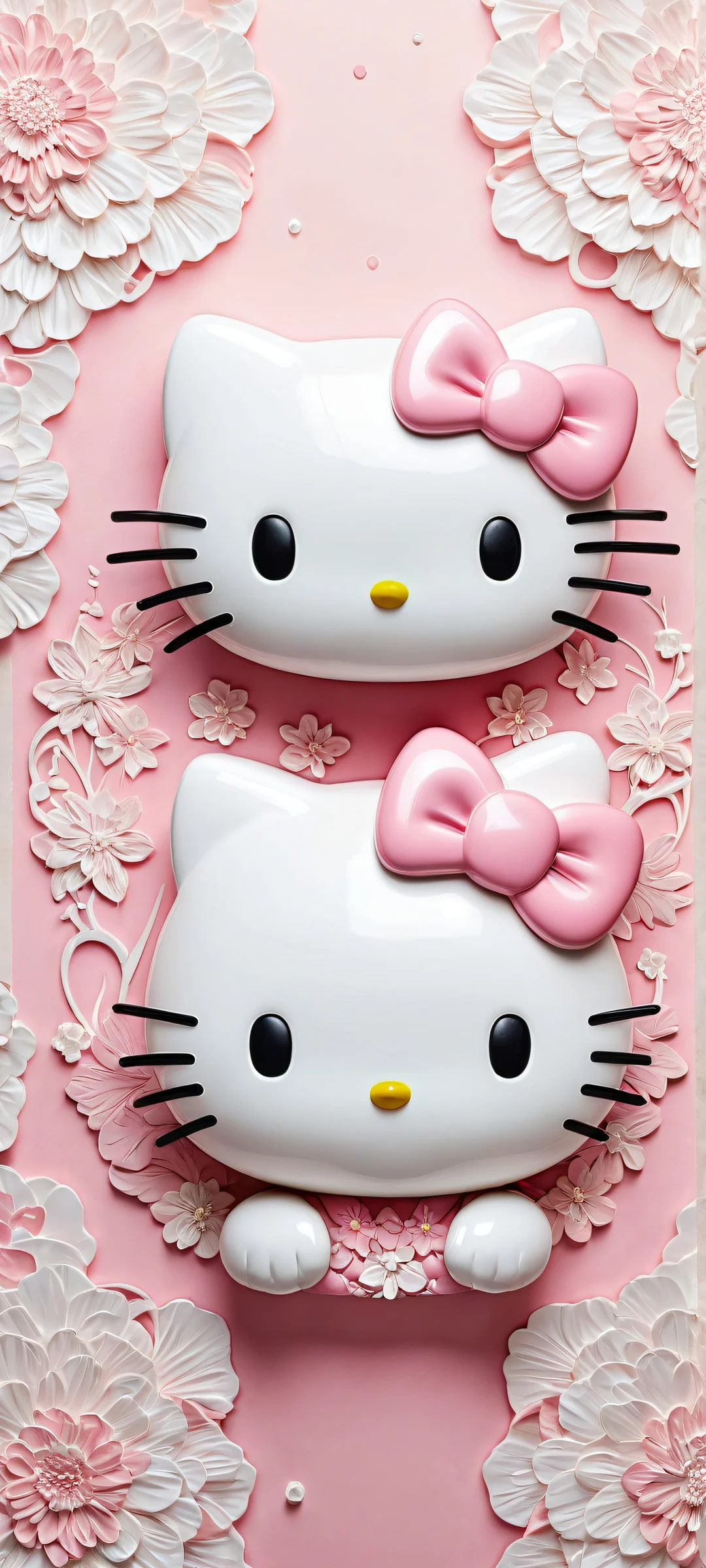Beautiful iPhone/Android wallpaper featuring Hello Kitty in a stunning vertical portrait with intricate details and ethereal glow.