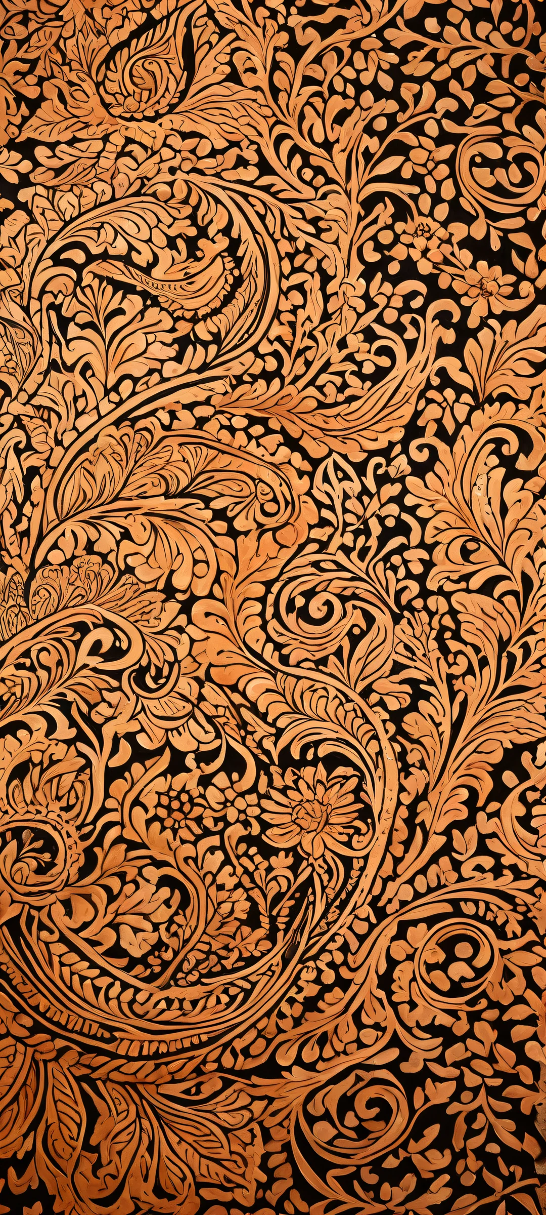 Stunning Henna-adorned scroll on a pure void background, iPhone/Androidのホーム画面に最適.