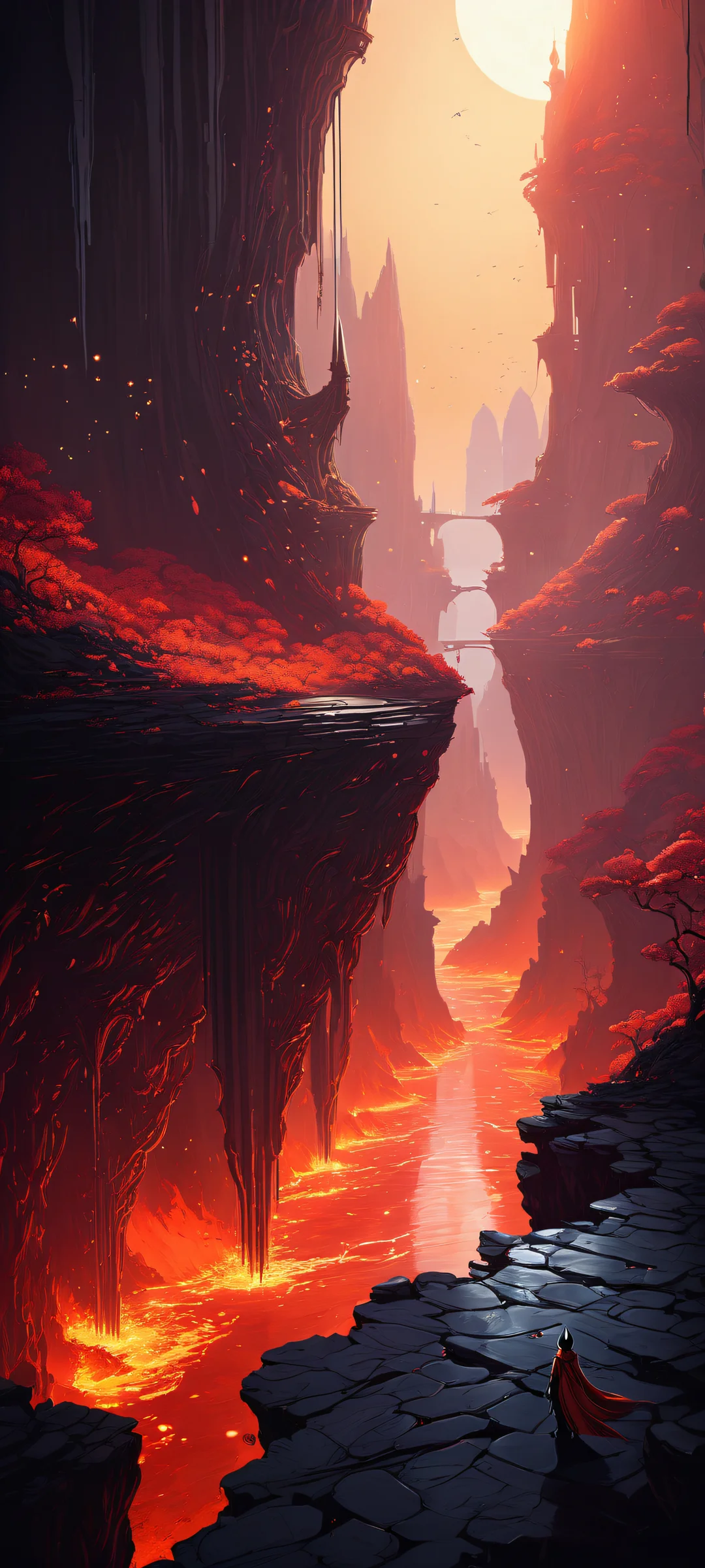 Ein atemberaubendes digitales Kunstwerk mit einer Hornisse auf dem Thron aus Lava, perfekt optimiert für iPhone- und Android-Startbildschirme.