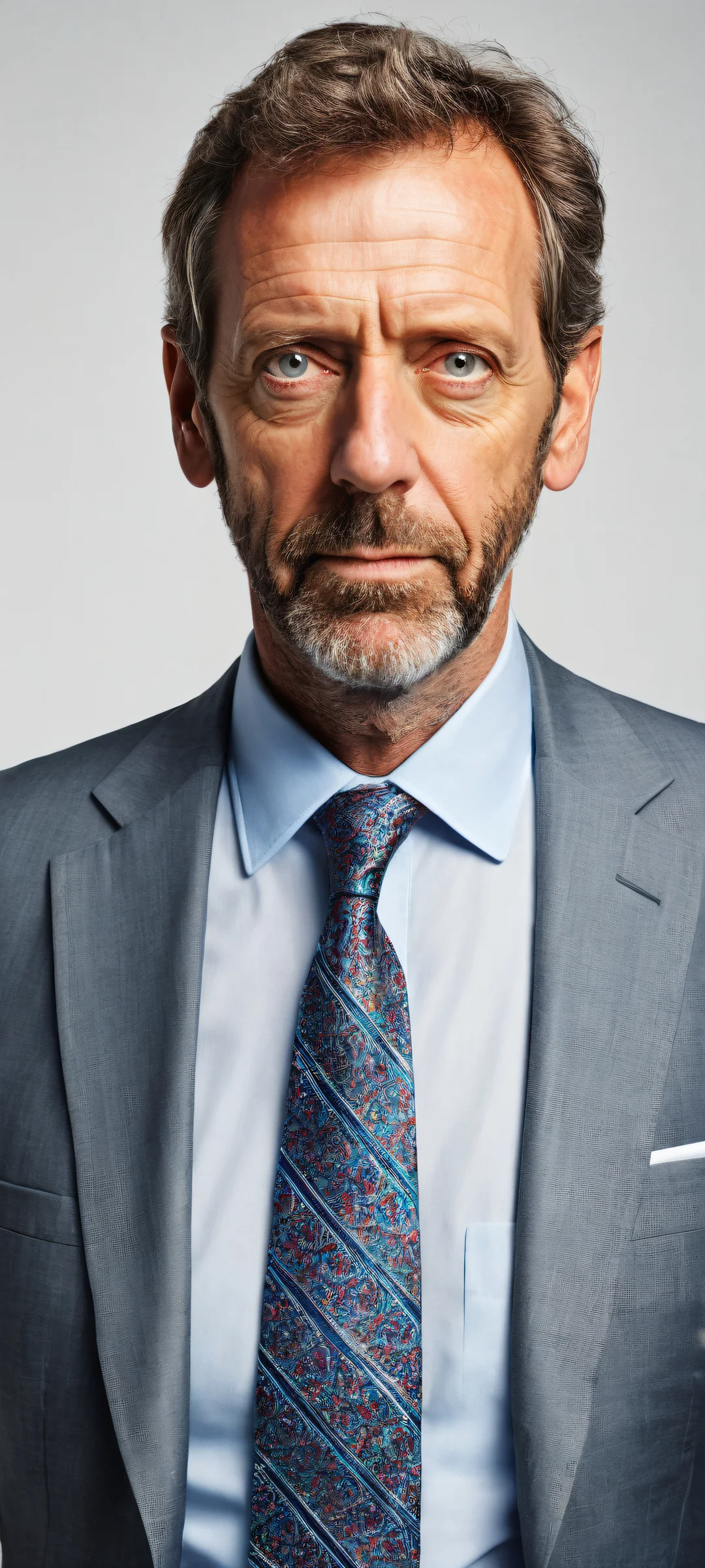 A stunning portrait of Gregory House on an iPhone/Android, with insane micro-details and ethereal lighting.