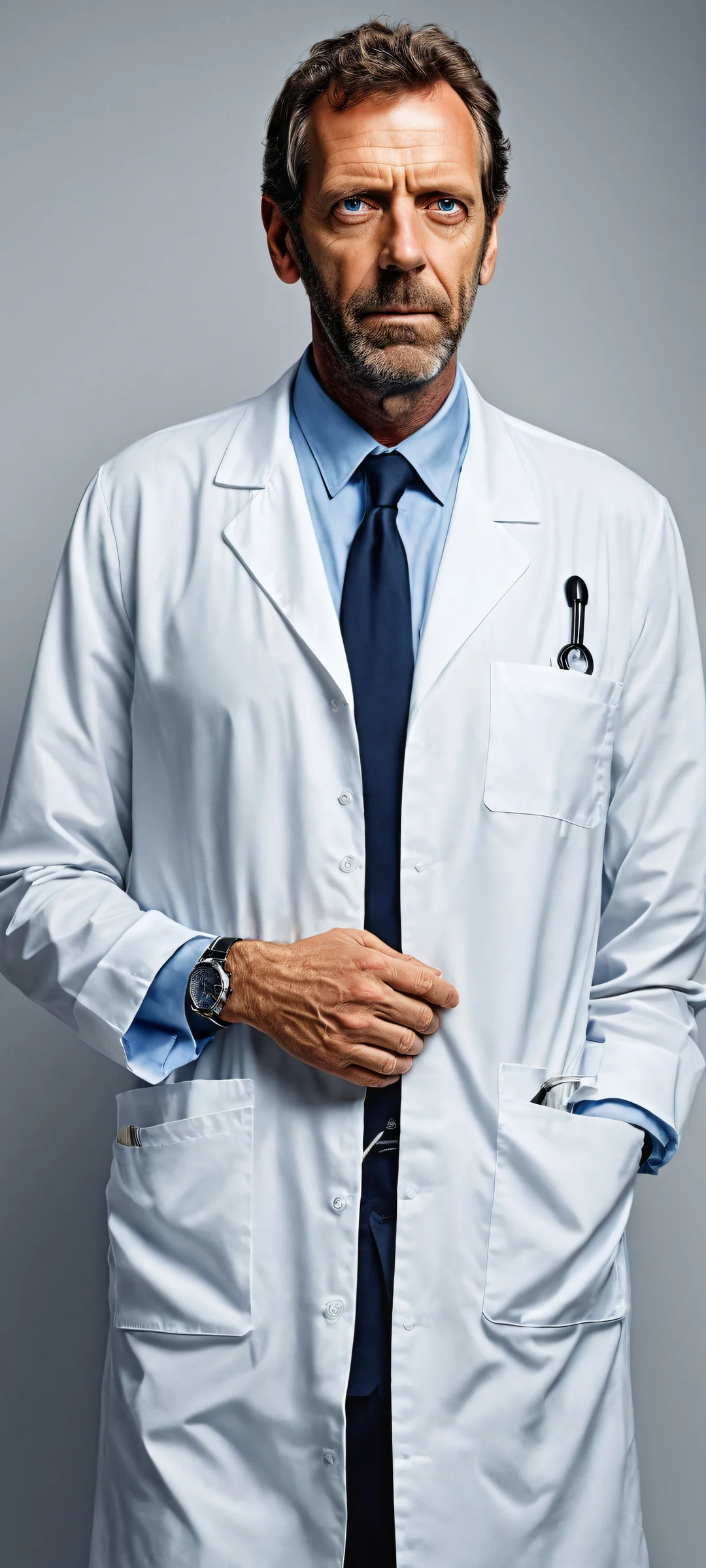 Gregory House portrait on a pure void background, perfectly optimized for iPhone/Android