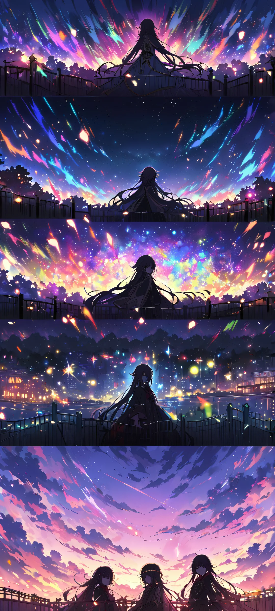 A stunning anime illustration of Hu Tao from Genshin Impact on a dark night background, iPhone と Android のホーム画面に完全に最適化.