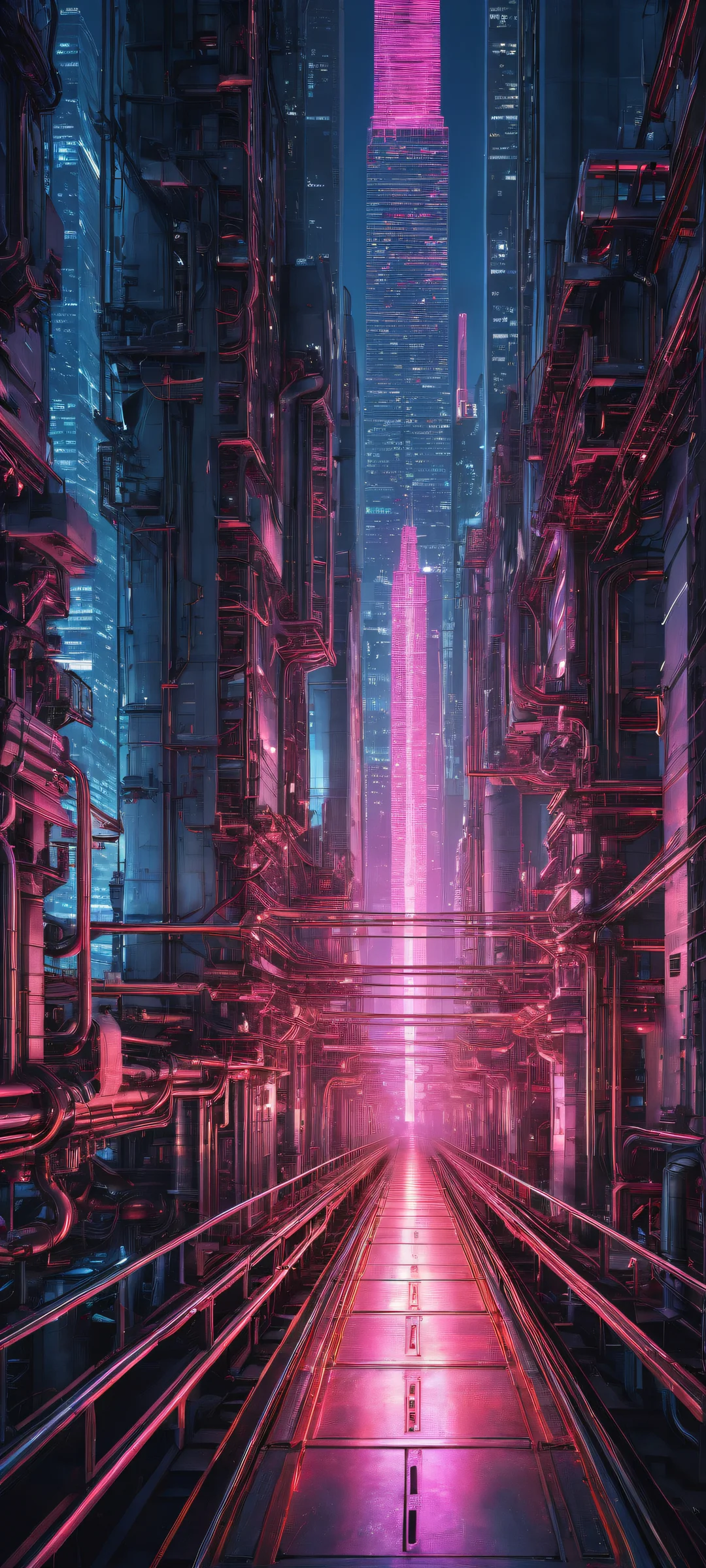 A haunting blend of industrial and futuristic elements on an iPhone/Android home screen, featuring intricate machinery details and a dark cityscape.