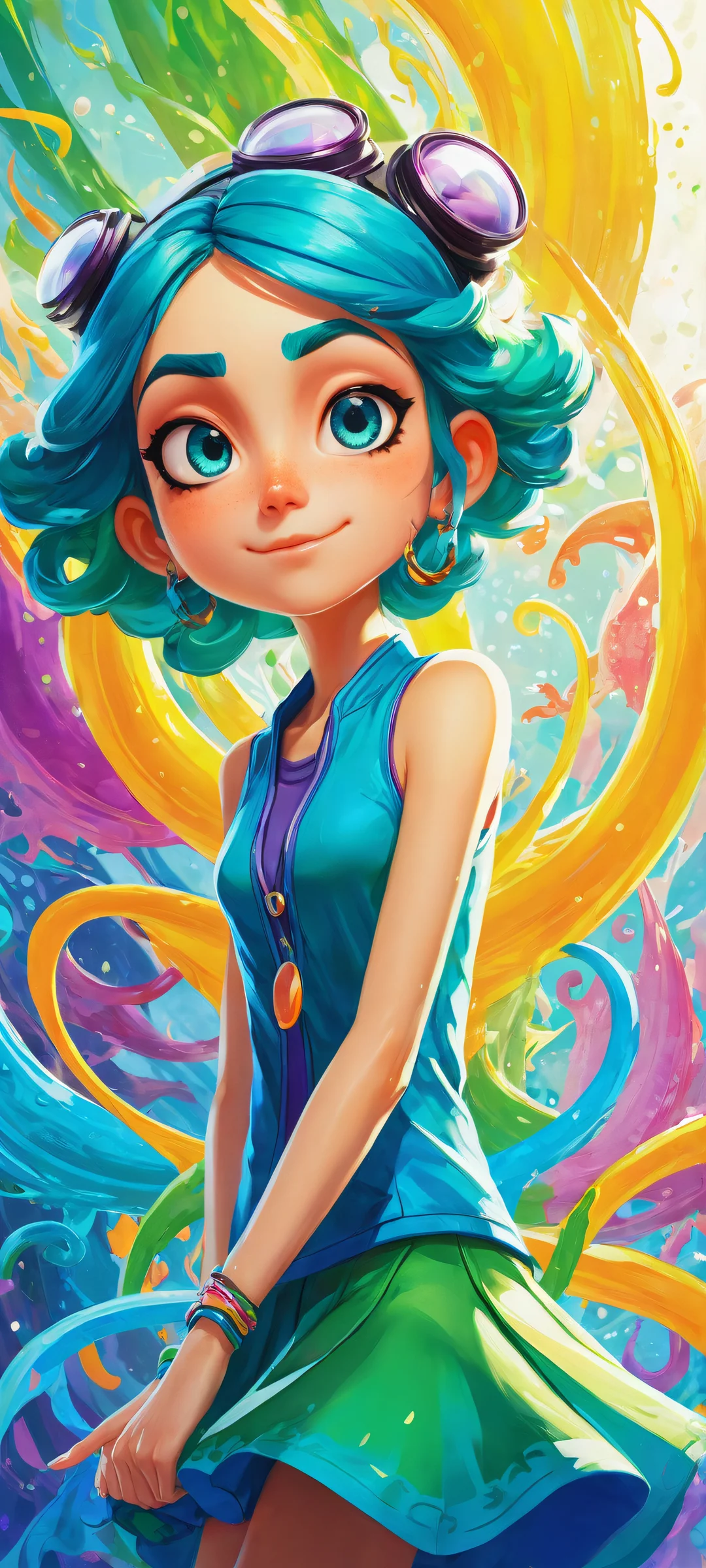 Beautiful portrait of Marie from Splatoon on iPhone/Android, with intricate details and vibrant colors.