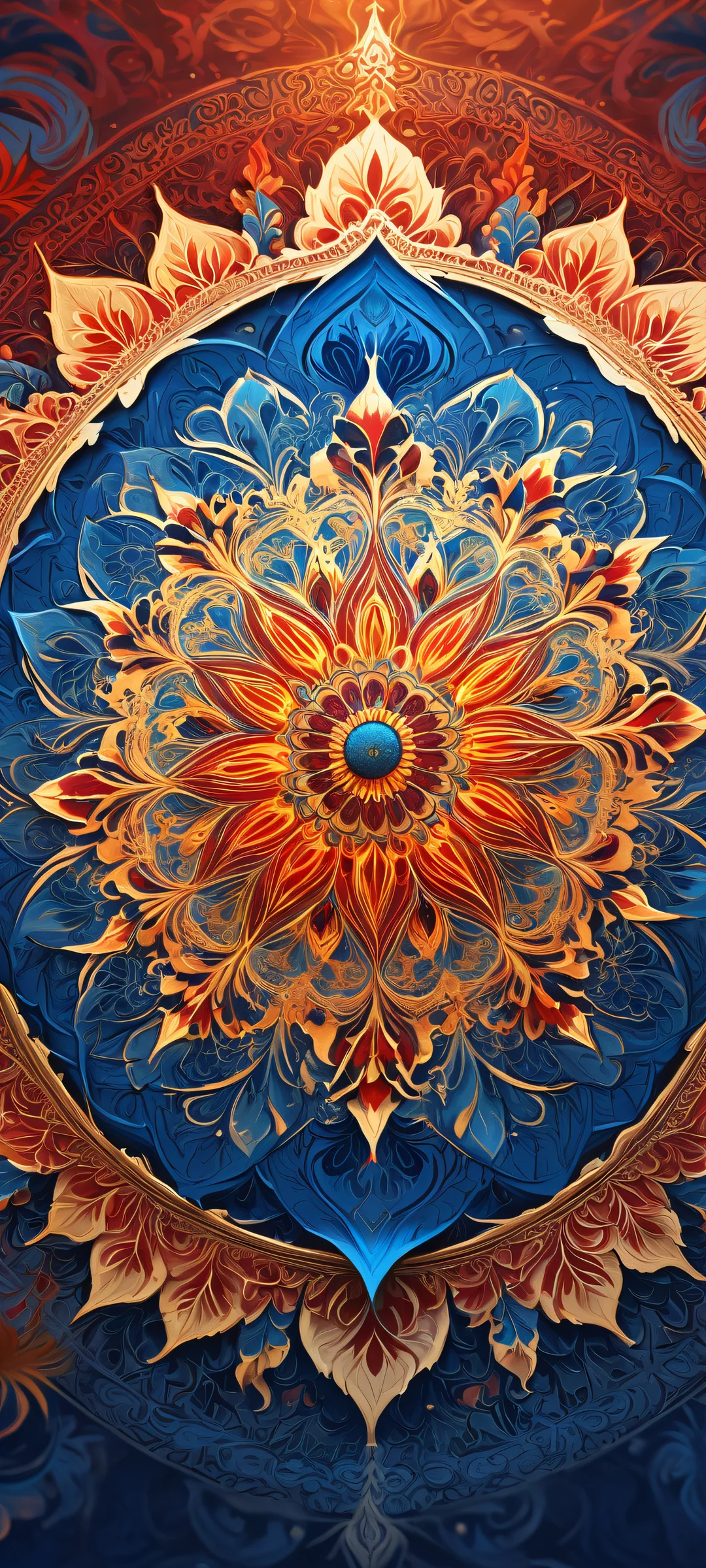 iPhone and Android users will be mesmerized by this breathtaking portrait of intricate mandala design, perfectly optimized for their devices' home screens.