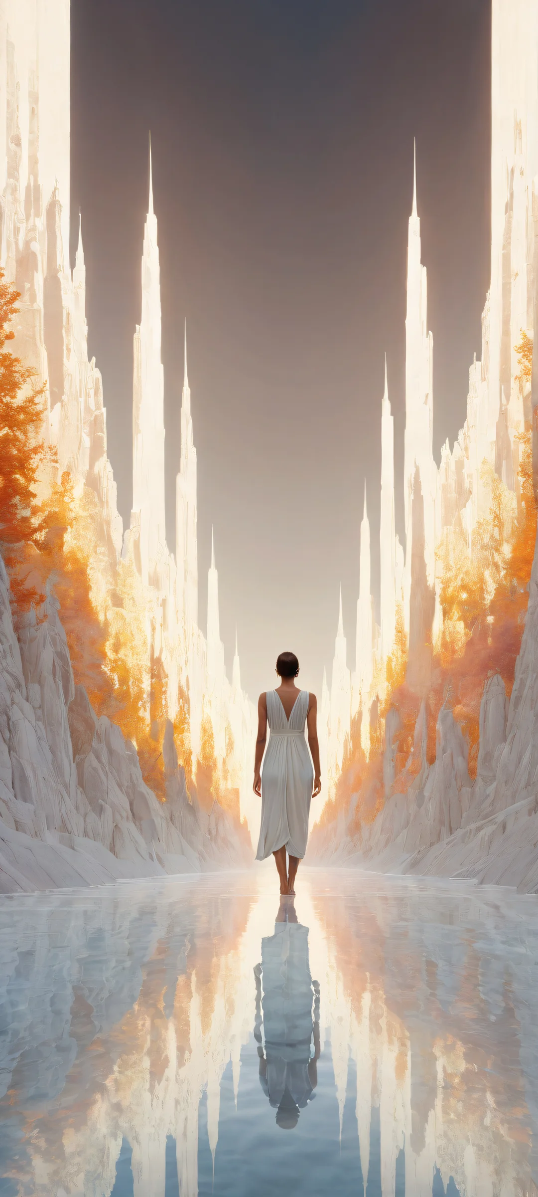 Award-winning digital art featuring figures placed in the lower-middle of a vast, pure void on an iPhone/Android device.