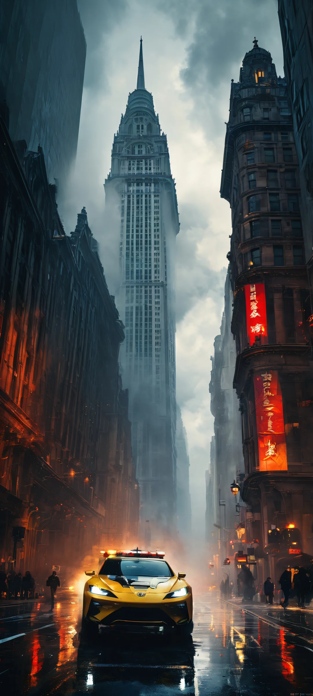 Breathtaking vertical mobile phone wallpaper of Invincible, featuring a cityscape with building and flying action, perfekt für iPhone/Android-Startbildschirme.